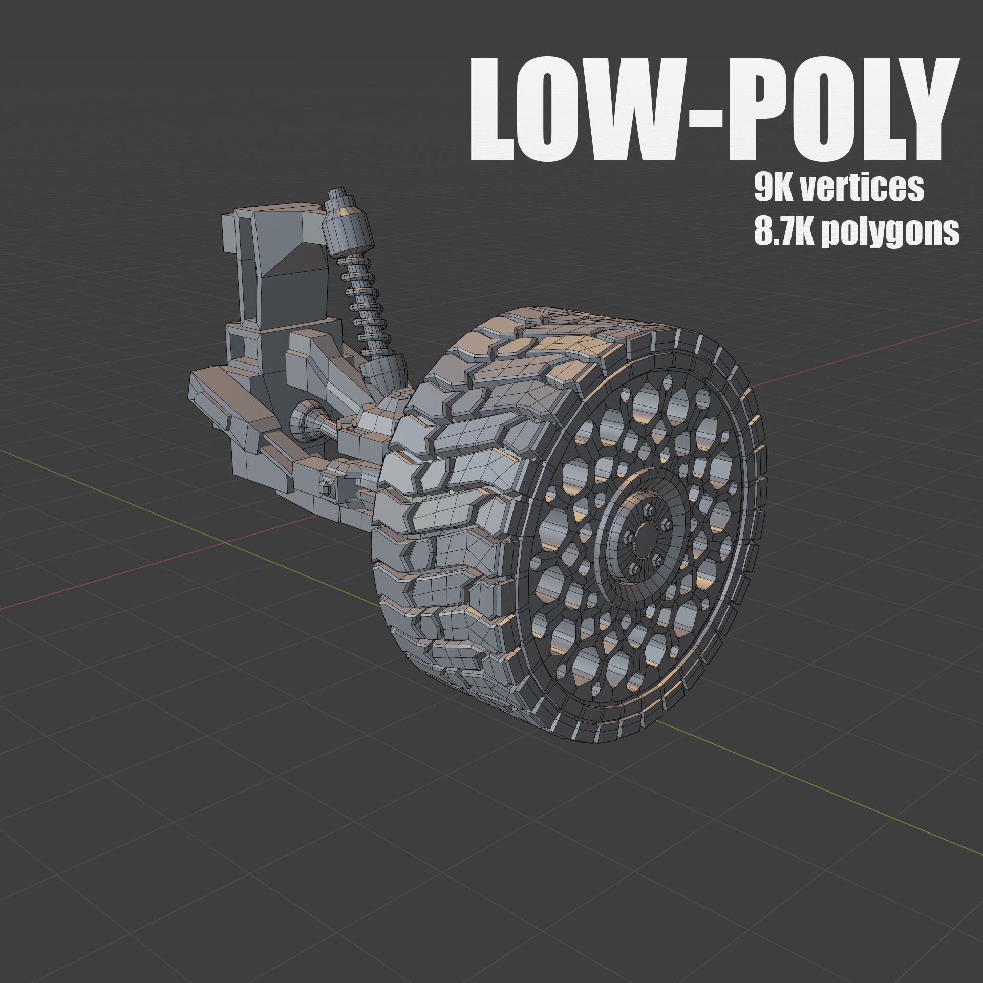 Ofroad wheel and suspension Low poly 3D model Free low-poly 3D model_3
