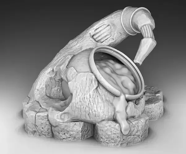 cauldron statue of man pouring water into pot 3D print model