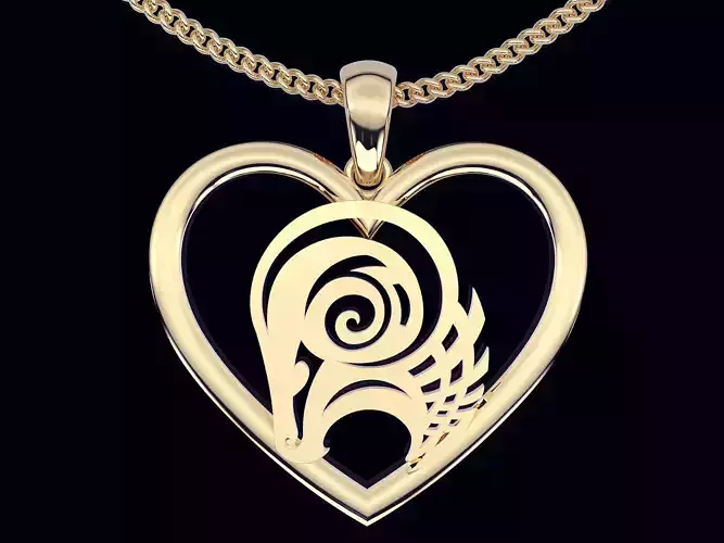 Aries zodiac pendant  gold printable jewelry 3D model