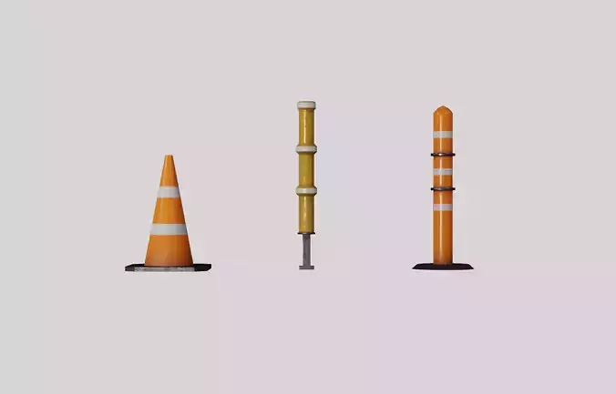 Parking and traffic orange cones gameready