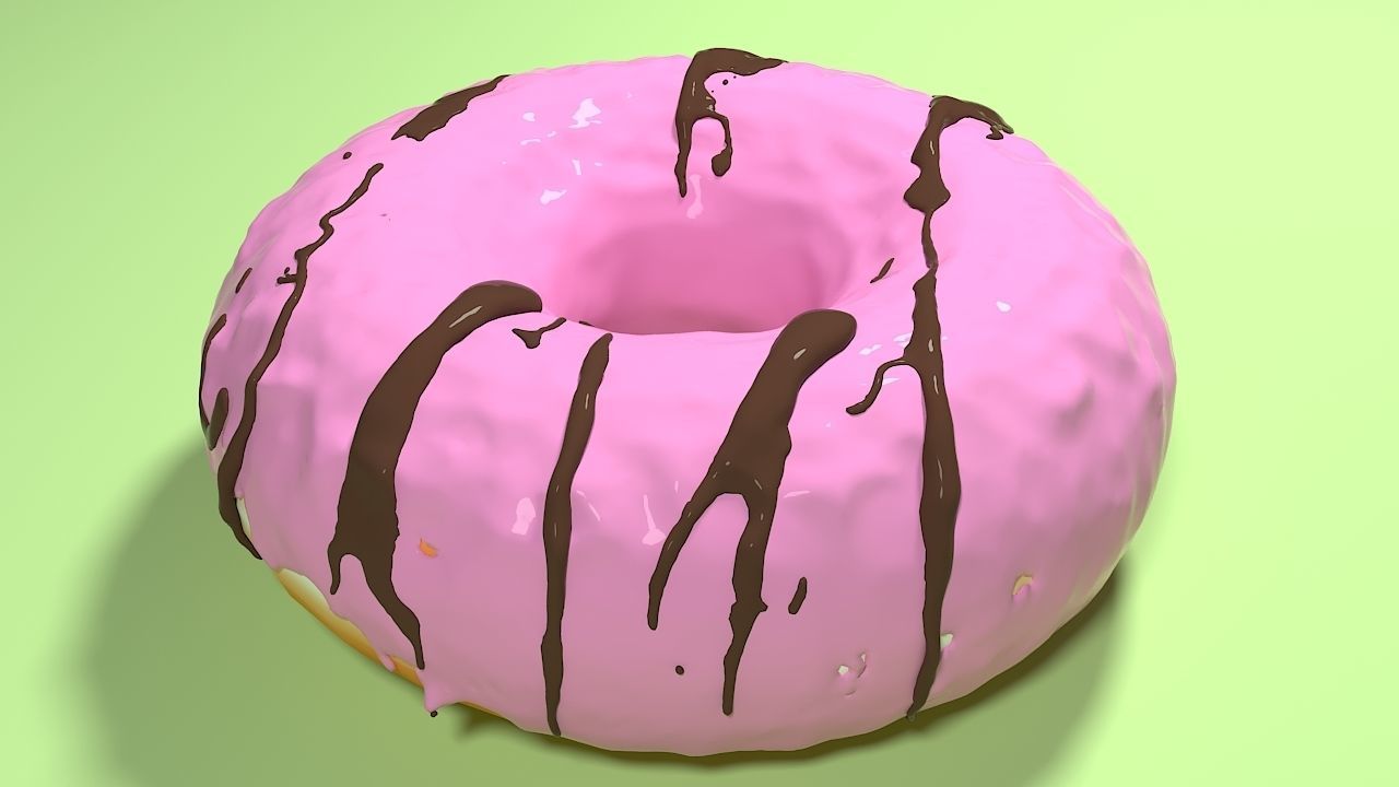 DONUT with chocolate drips 3D model_2