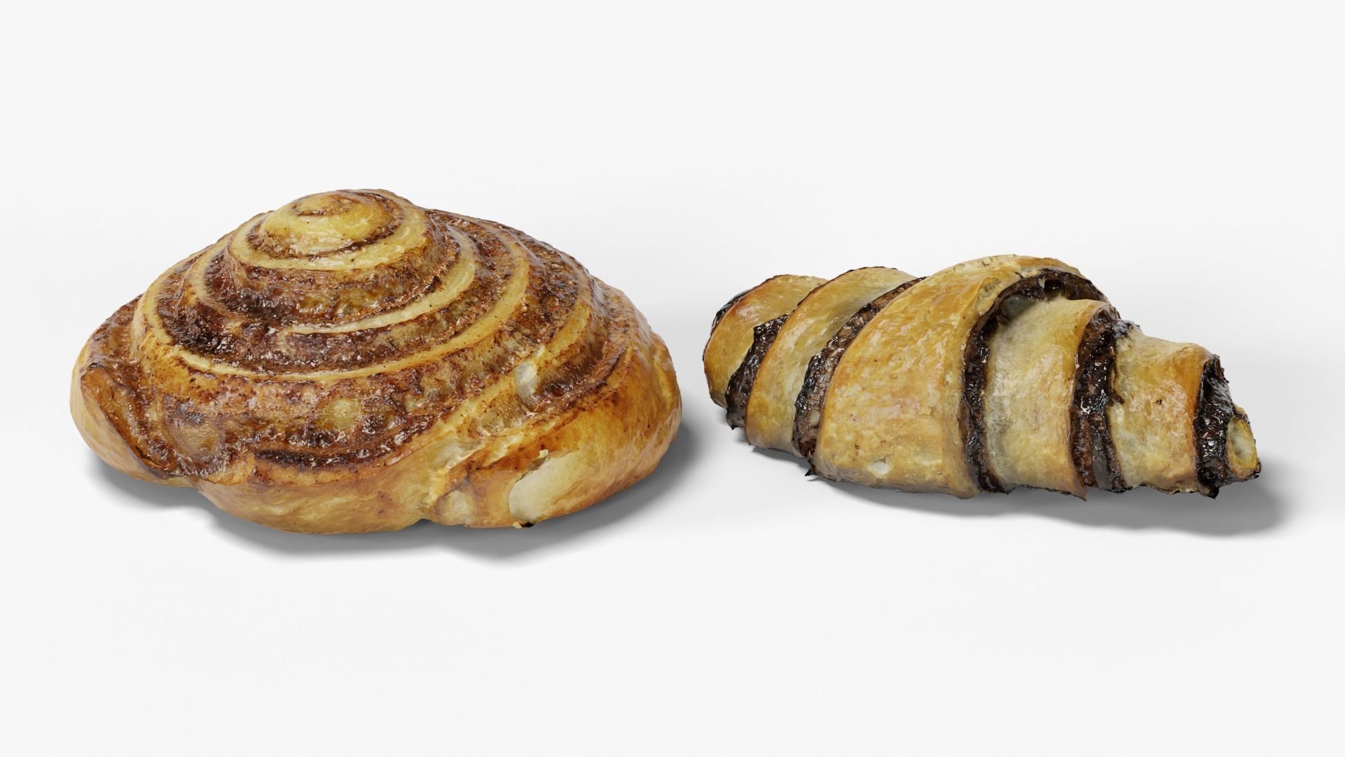 chocolate croissant     cinnamon roll Free low-poly 3D model_2