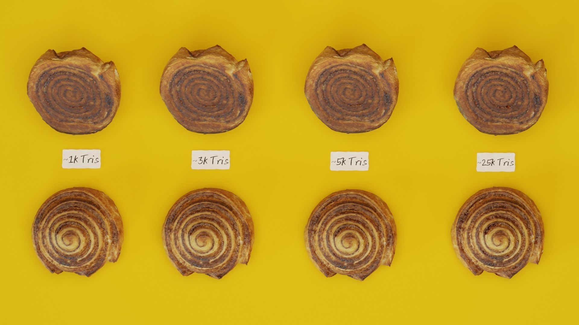 chocolate croissant     cinnamon roll Free low-poly 3D model_4