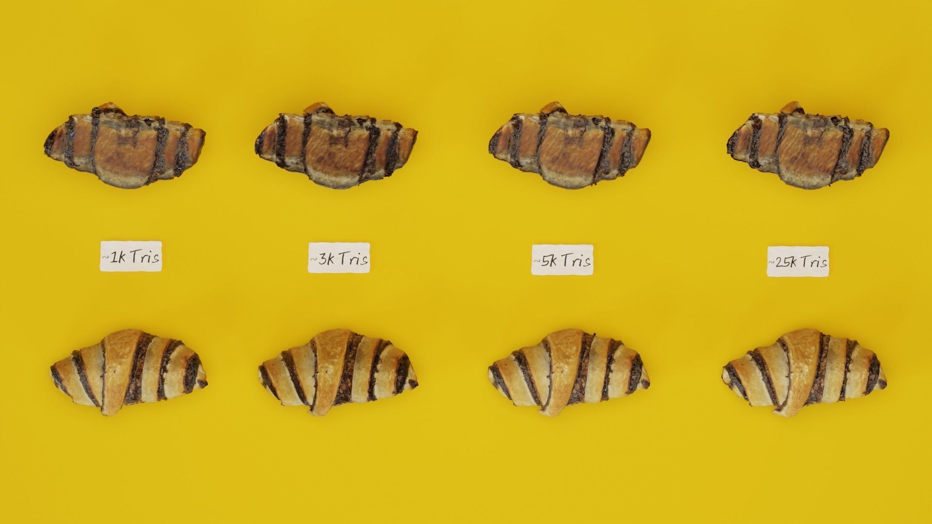 chocolate croissant     cinnamon roll Free low-poly 3D model_7