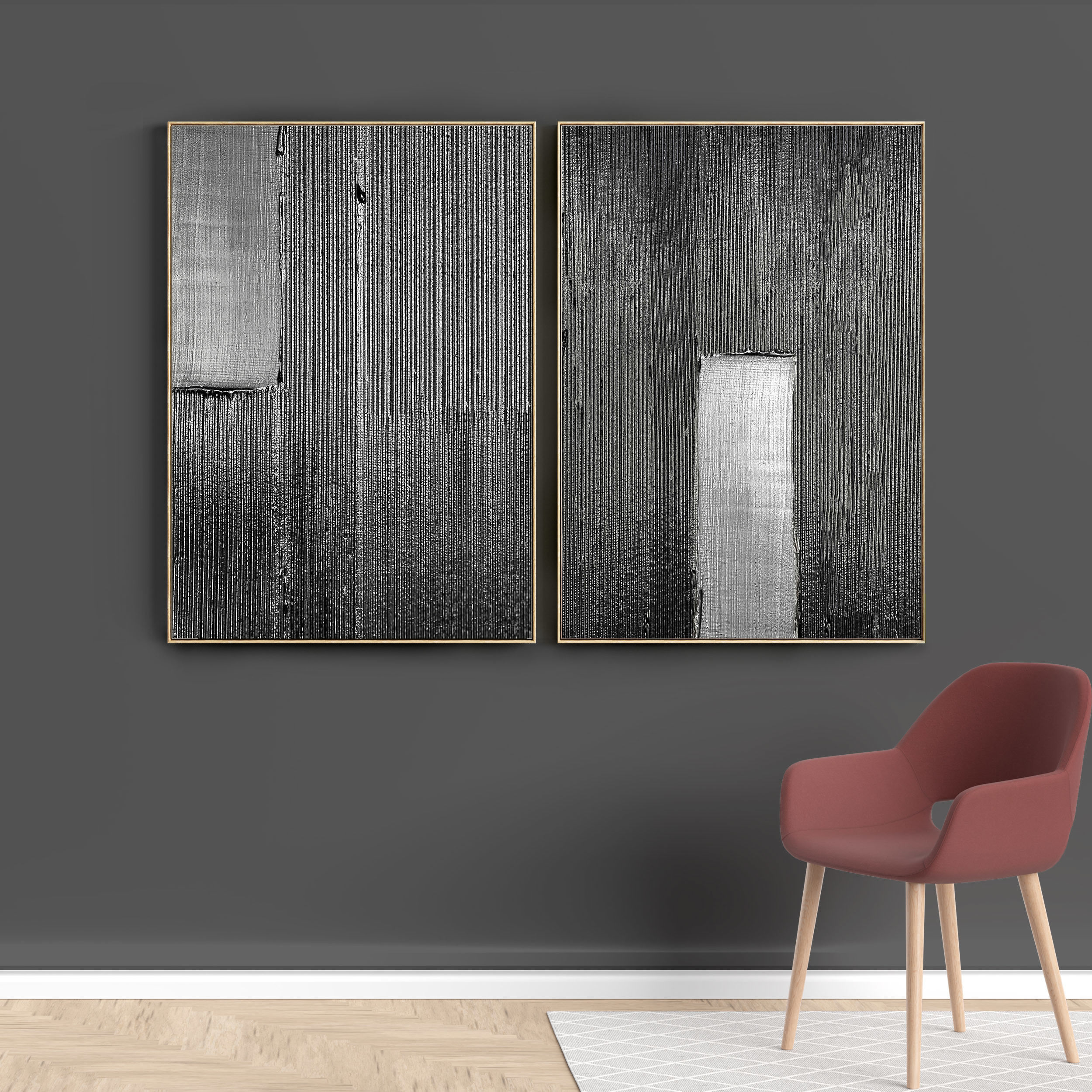 Plaster Two Photo Frame 02 Low-poly 3D model_4