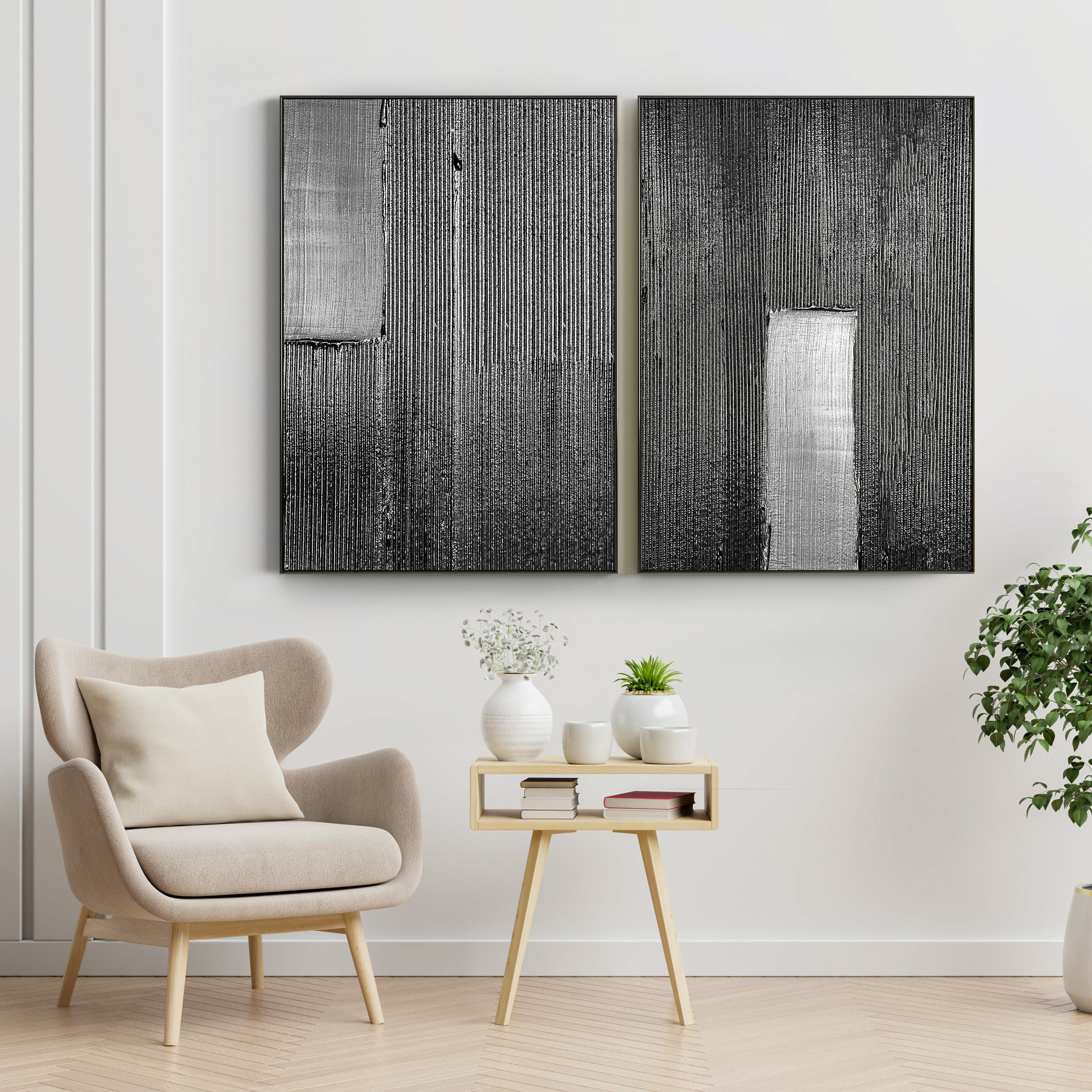 Plaster Two Photo Frame 02 Low-poly 3D model_1