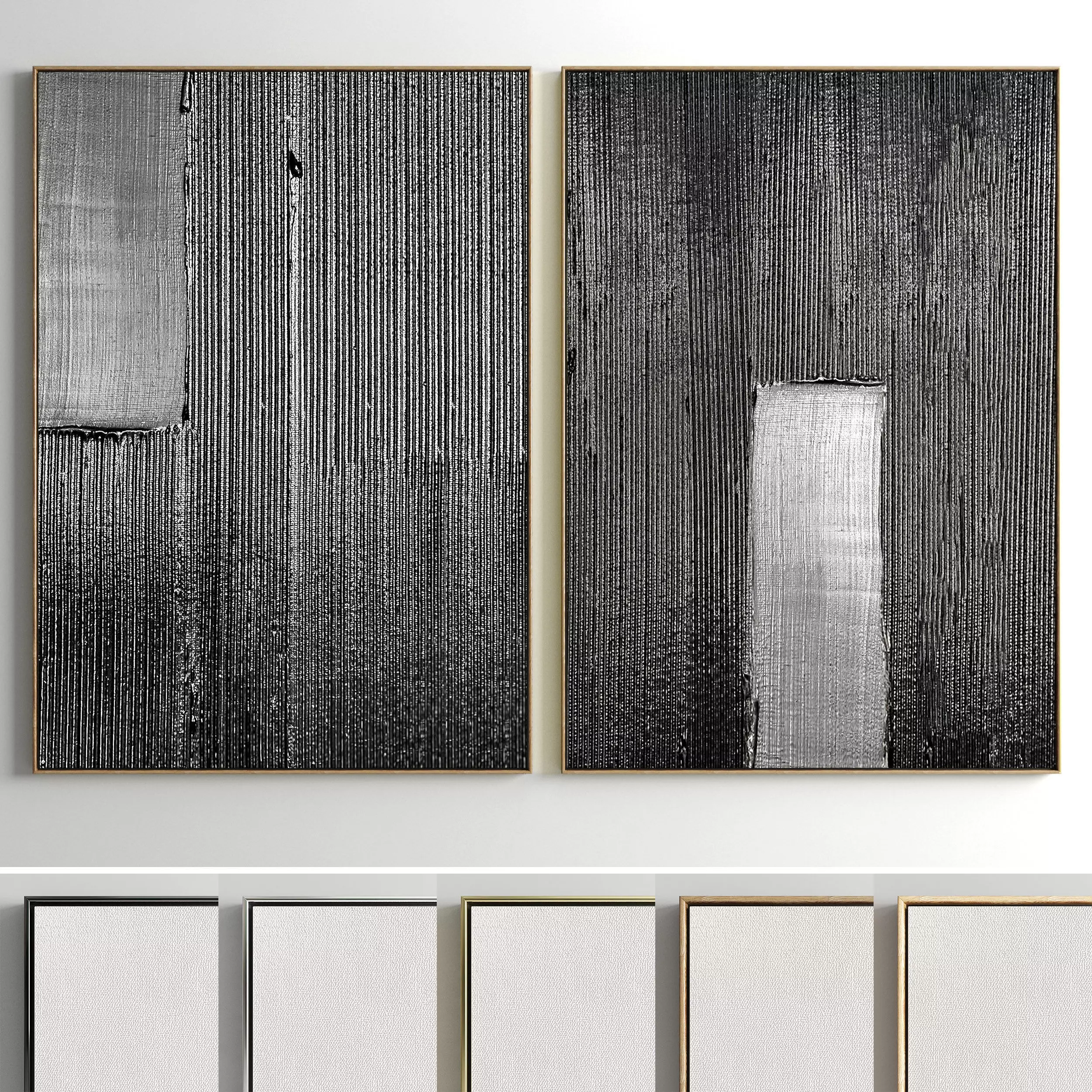 Plaster Two Photo Frame 02 Low-poly 3D model_0