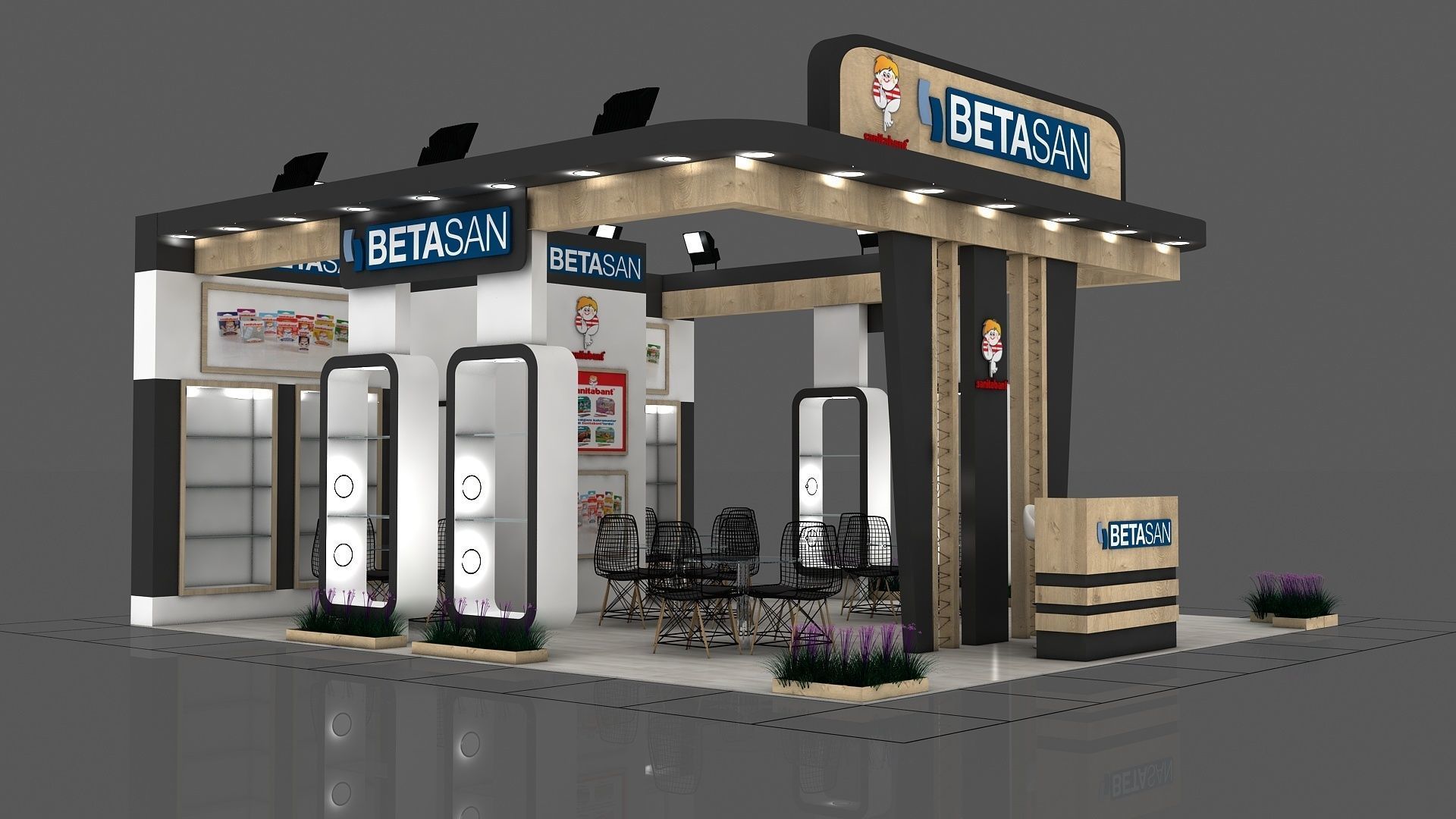 Booth Exhibition Stand Stall 7x8m Height 366cm 3 Side  3D model  3D model_1
