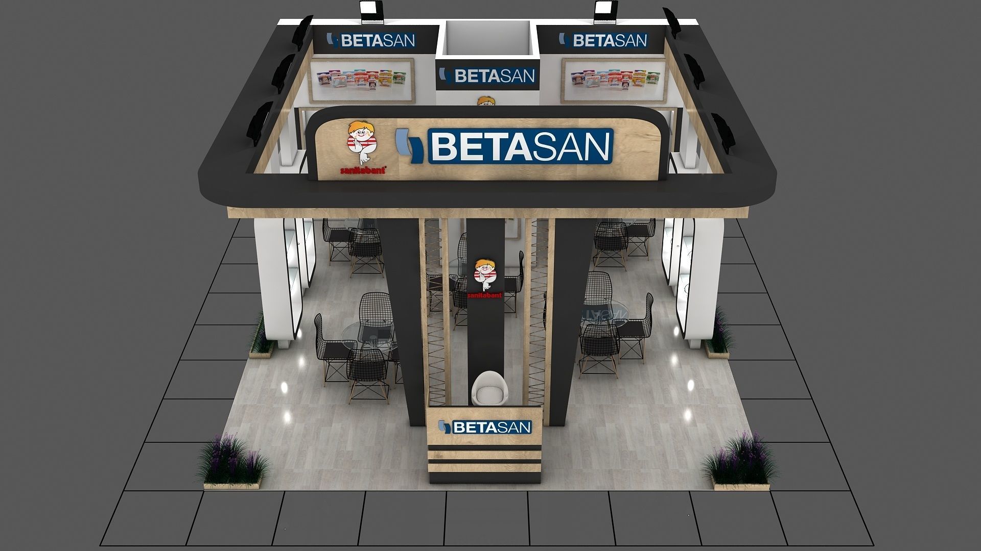 Booth Exhibition Stand Stall 7x8m Height 366cm 3 Side  3D model  3D model_6