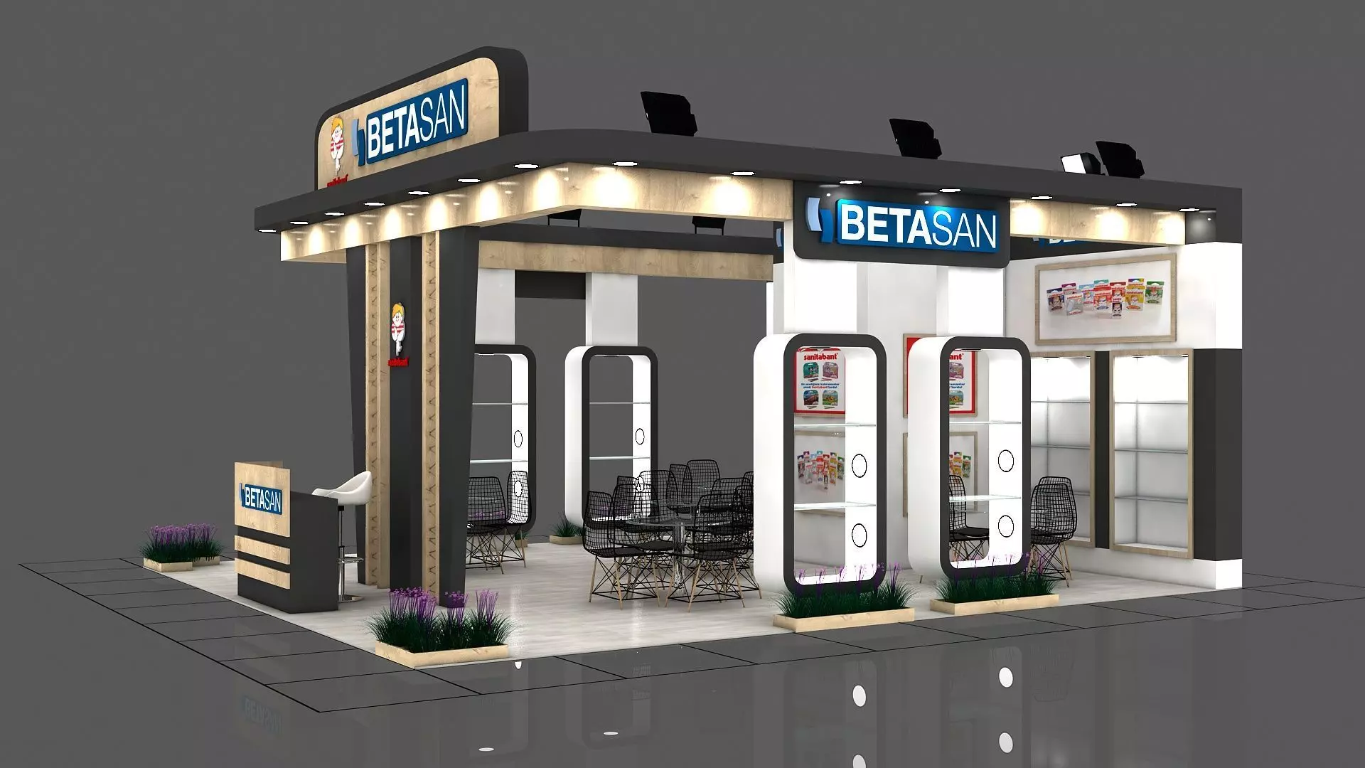 Booth Exhibition Stand Stall 7x8m Height 366cm 3 Side  3D model  3D model_0