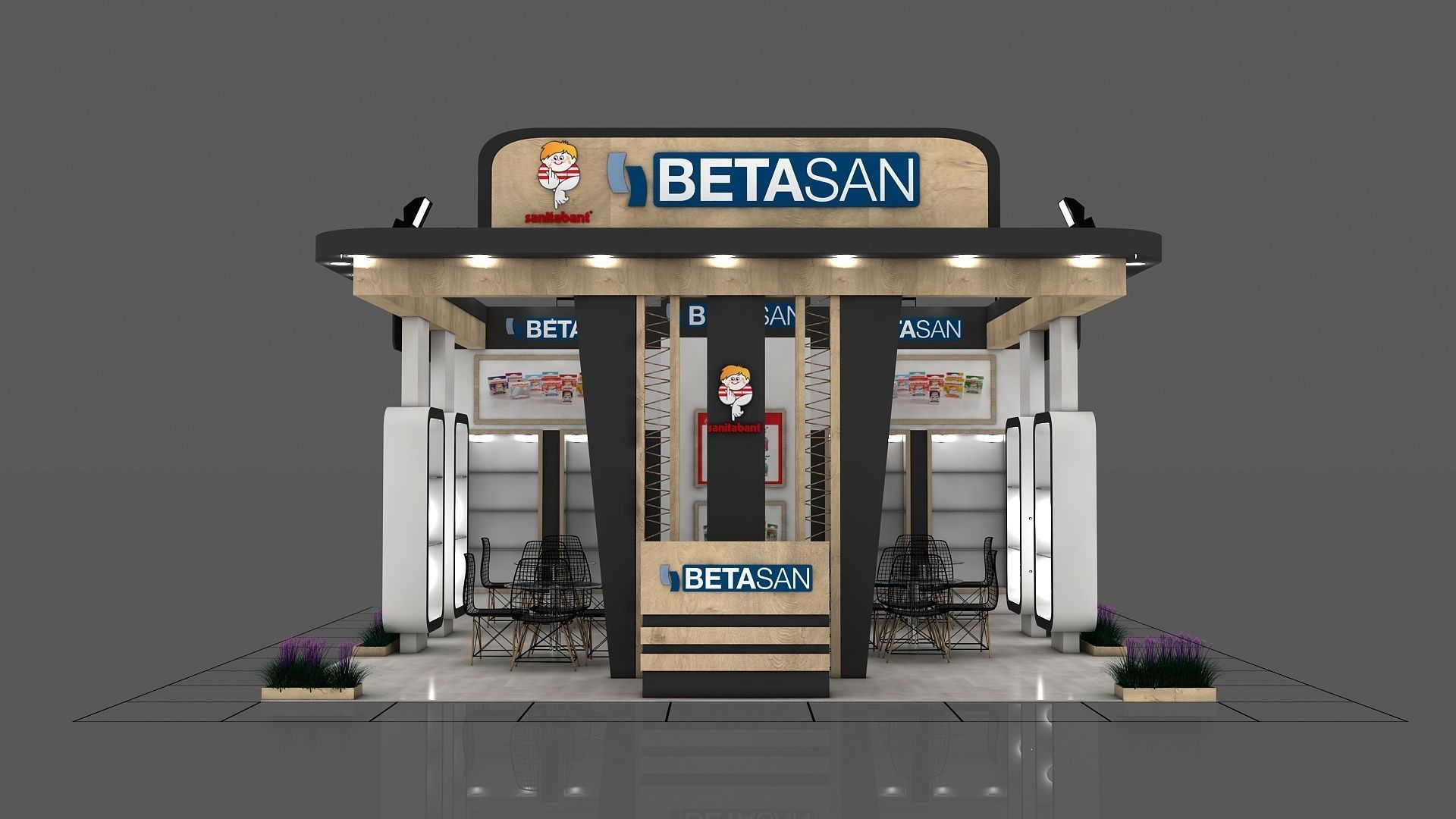 Booth Exhibition Stand Stall 7x8m Height 366cm 3 Side  3D model  3D model_2