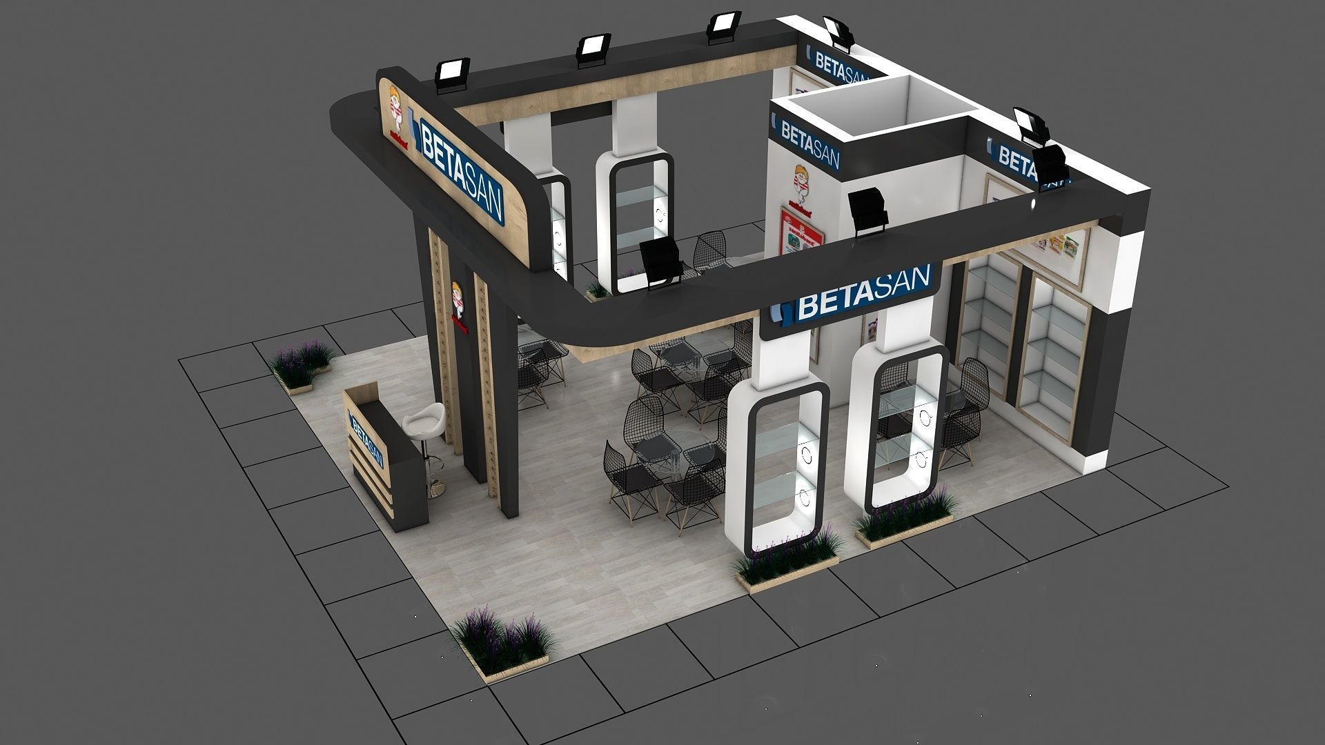 Booth Exhibition Stand Stall 7x8m Height 366cm 3 Side  3D model  3D model_4