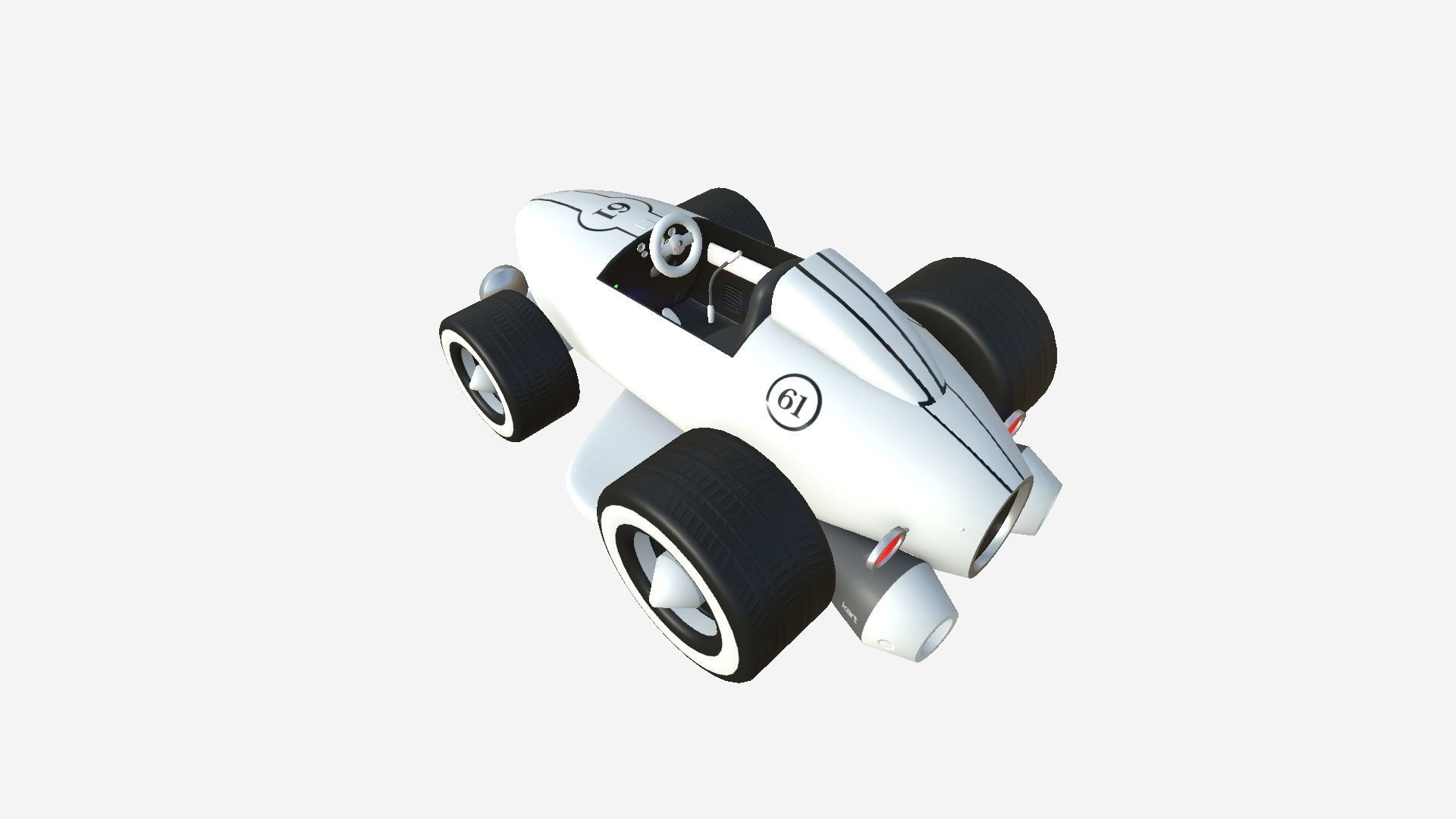 Cartoon Kart B08 White - Vehicle Racing Design Low-poly 3D model_4