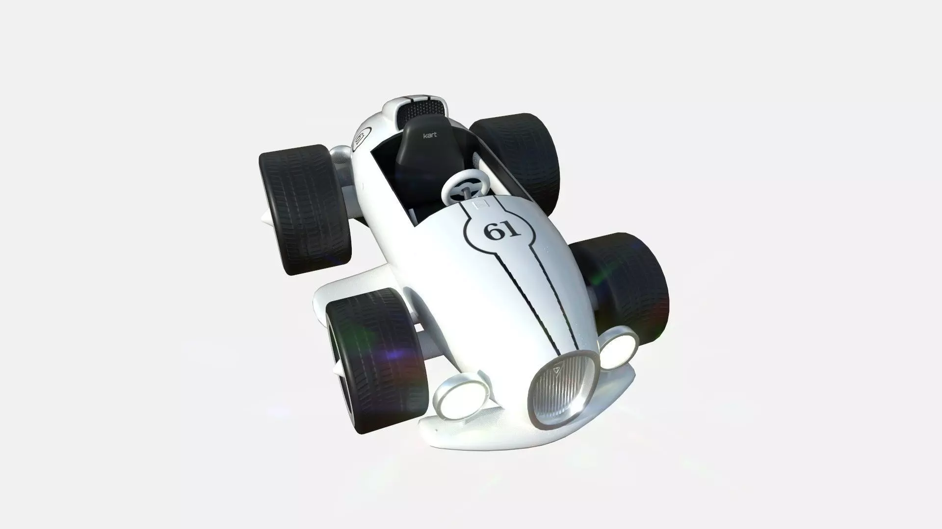Cartoon Kart B08 White - Vehicle Racing Design Low-poly 3D model_0