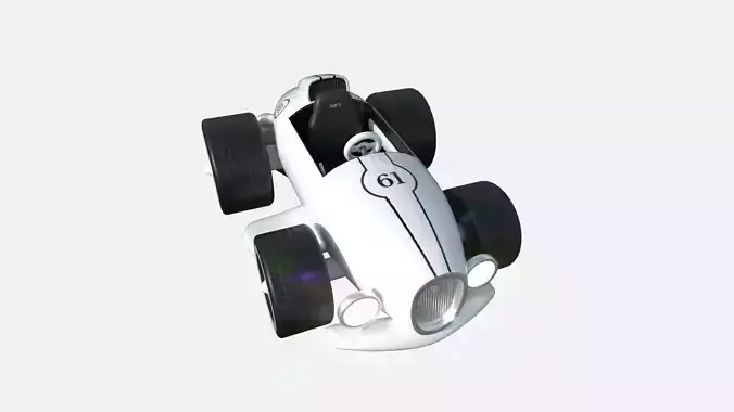 Cartoon Kart B08 White - Vehicle Racing Design Low-poly 3D model