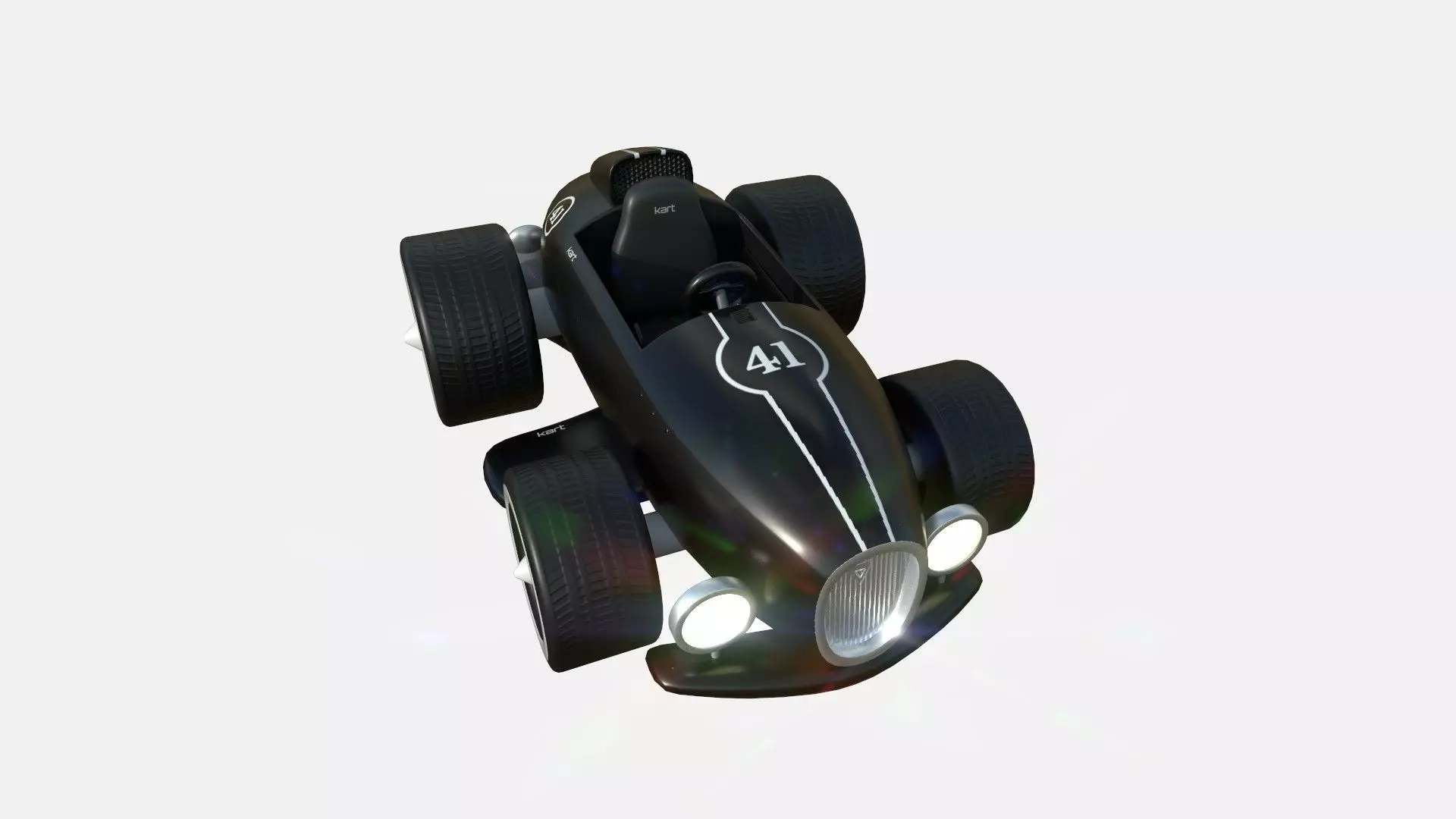 Cartoon Kart B09 Black - Vehicle Racing Design Low-poly 3D model_0