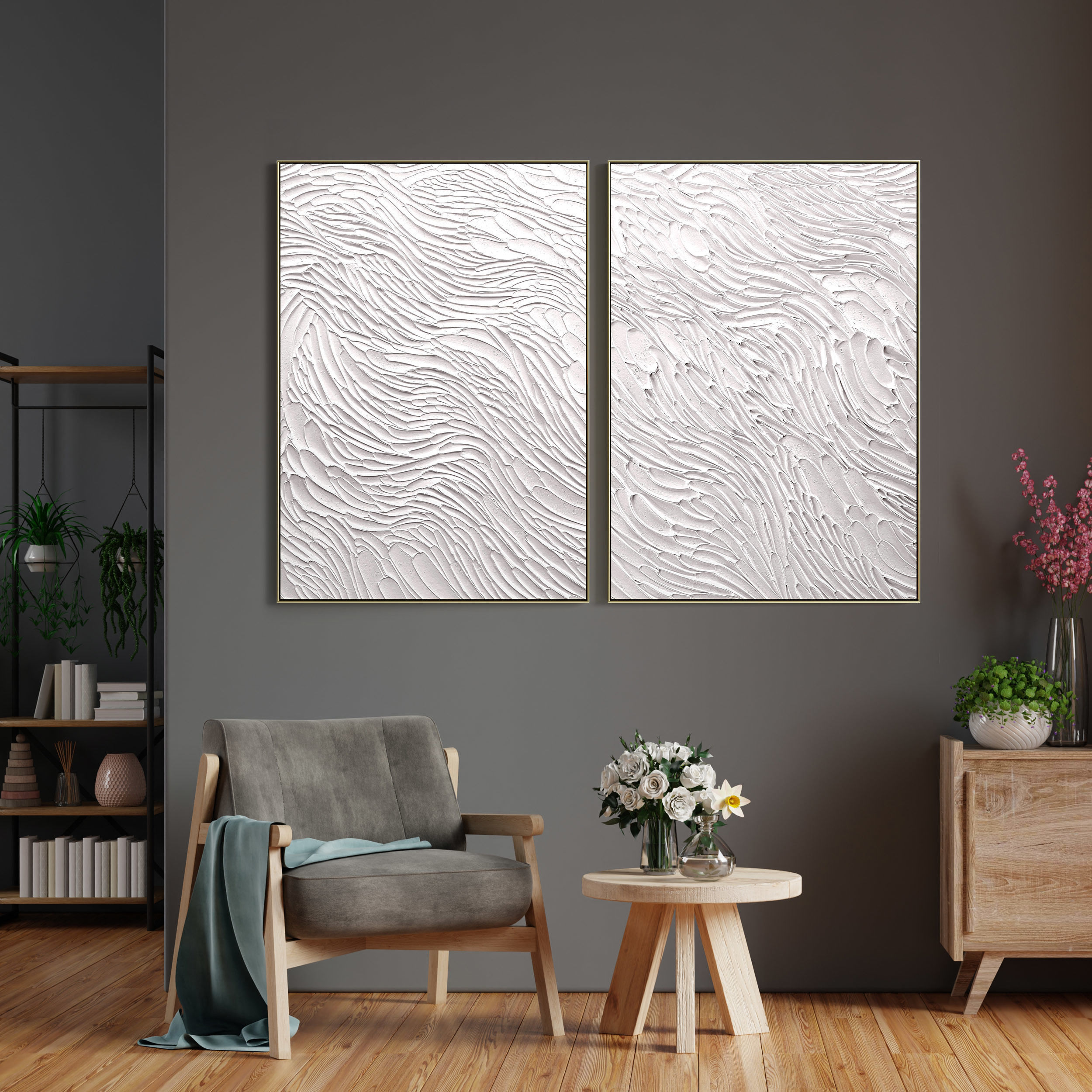 Plaster Two Photo Frame 03 Low-poly 3D model_3