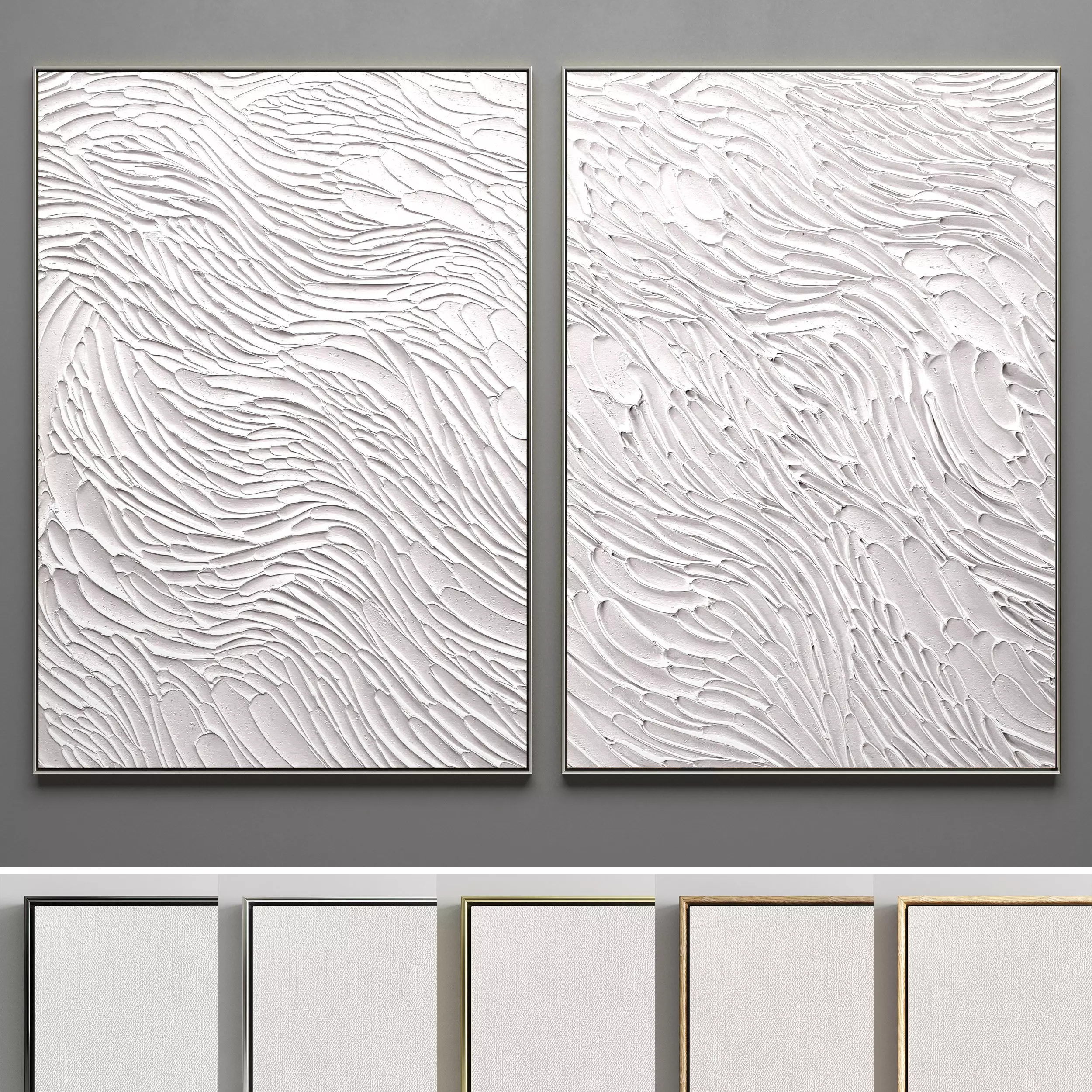 Plaster Two Photo Frame 03 Low-poly 3D model_0