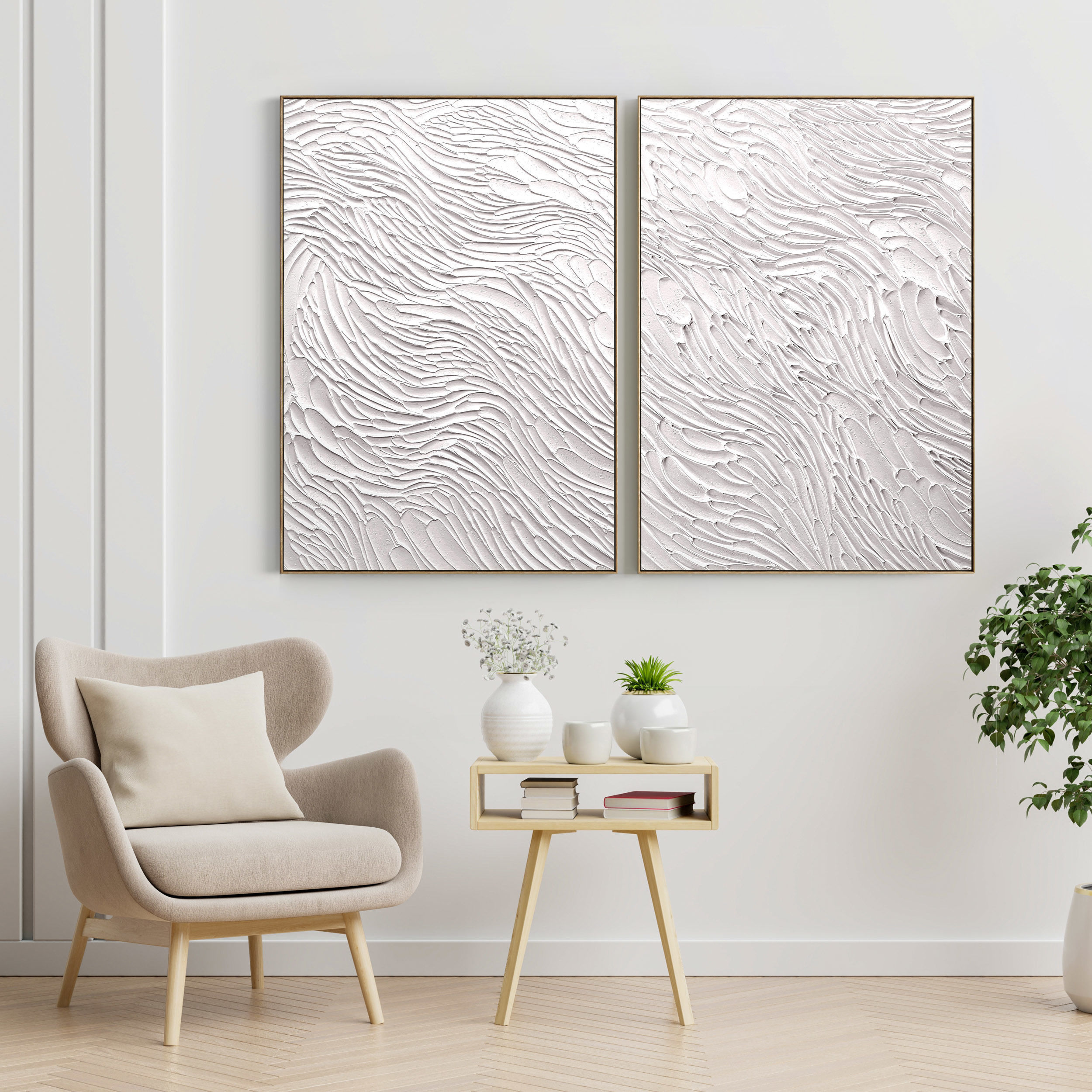 Plaster Two Photo Frame 03 Low-poly 3D model_1