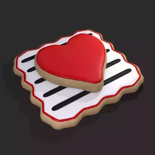 Layered Lined Valentines Square Heart Cookie Low-poly 3D model
