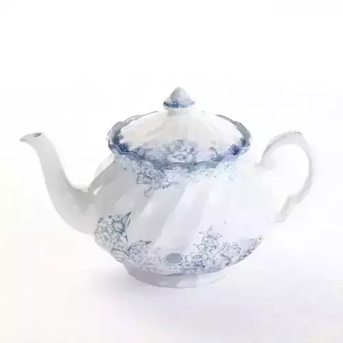 White Blue Porcelain Teapot
