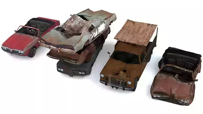 Old wrecked cars mini pack