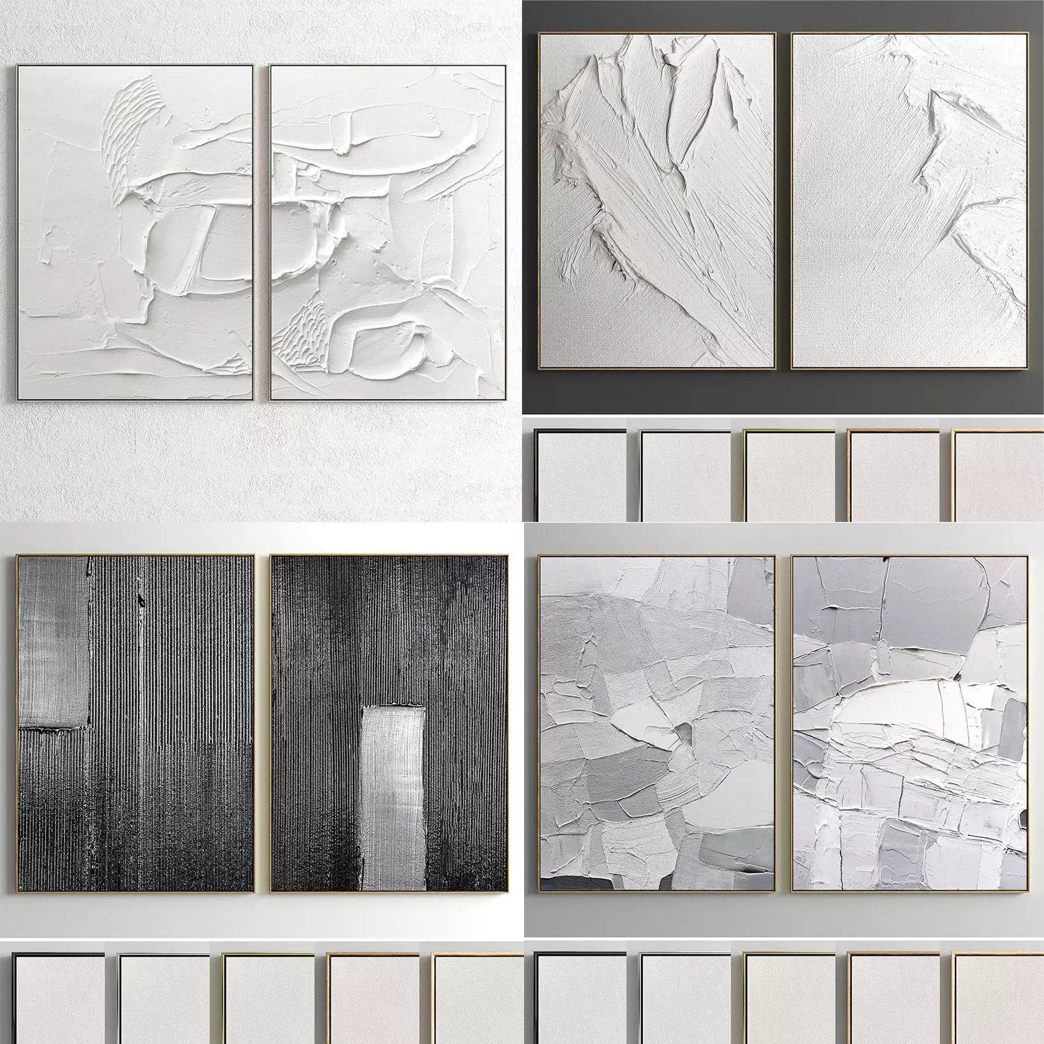 6 different Plaster Two Photo Frame 3D Model Collection_0