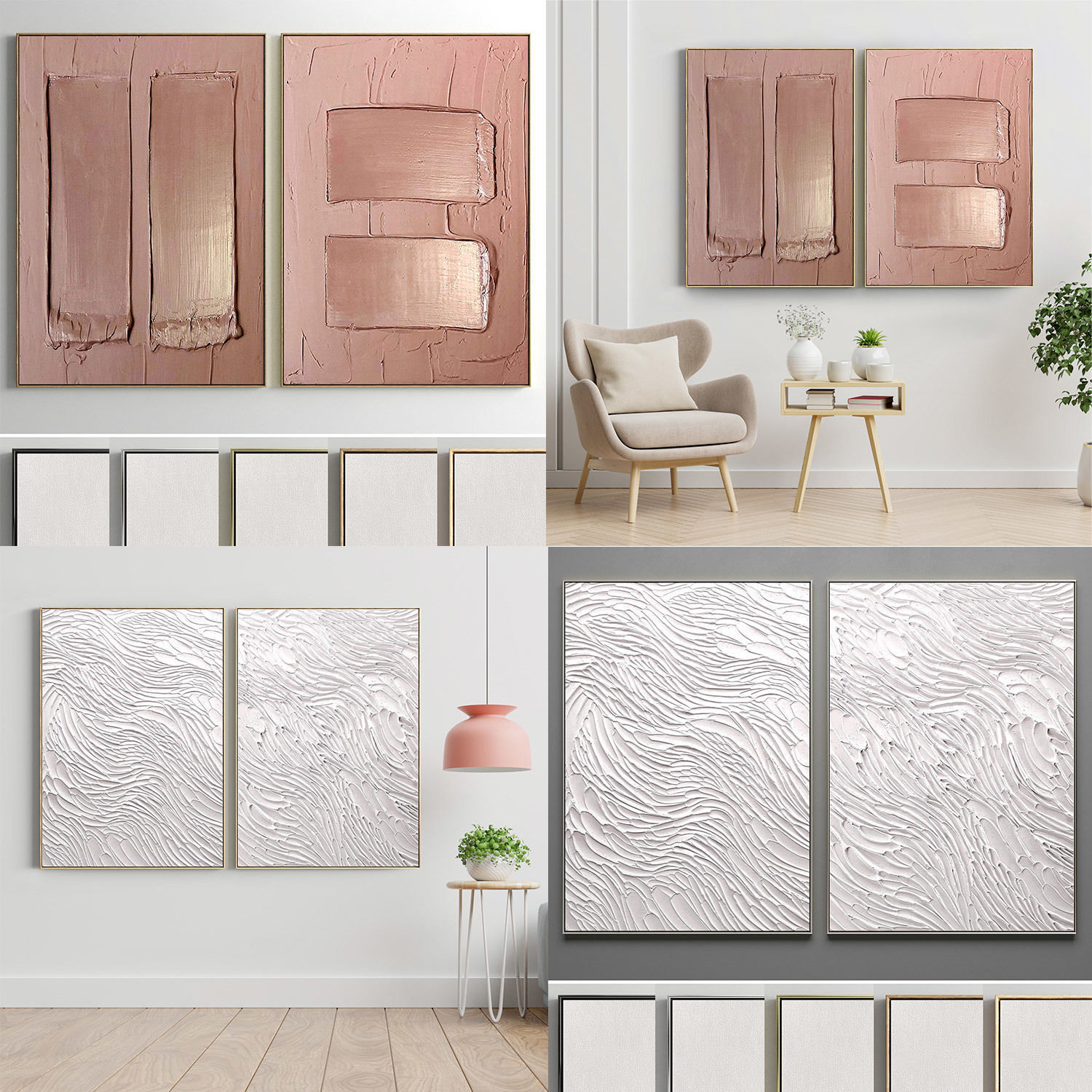 6 different Plaster Two Photo Frame 3D Model Collection_1