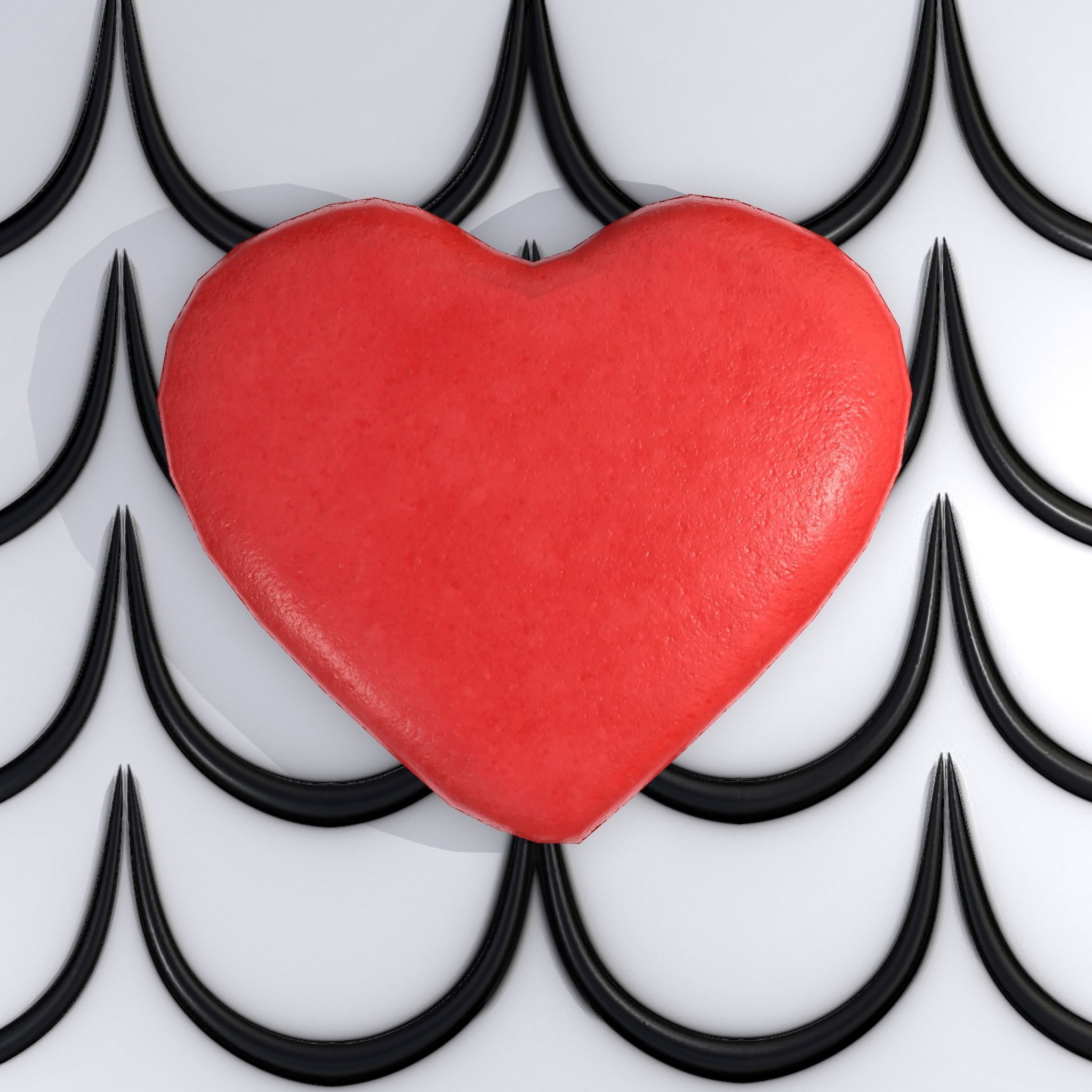 Layered Valentines Waved Square Heart Cookie Low-poly 3D model_9