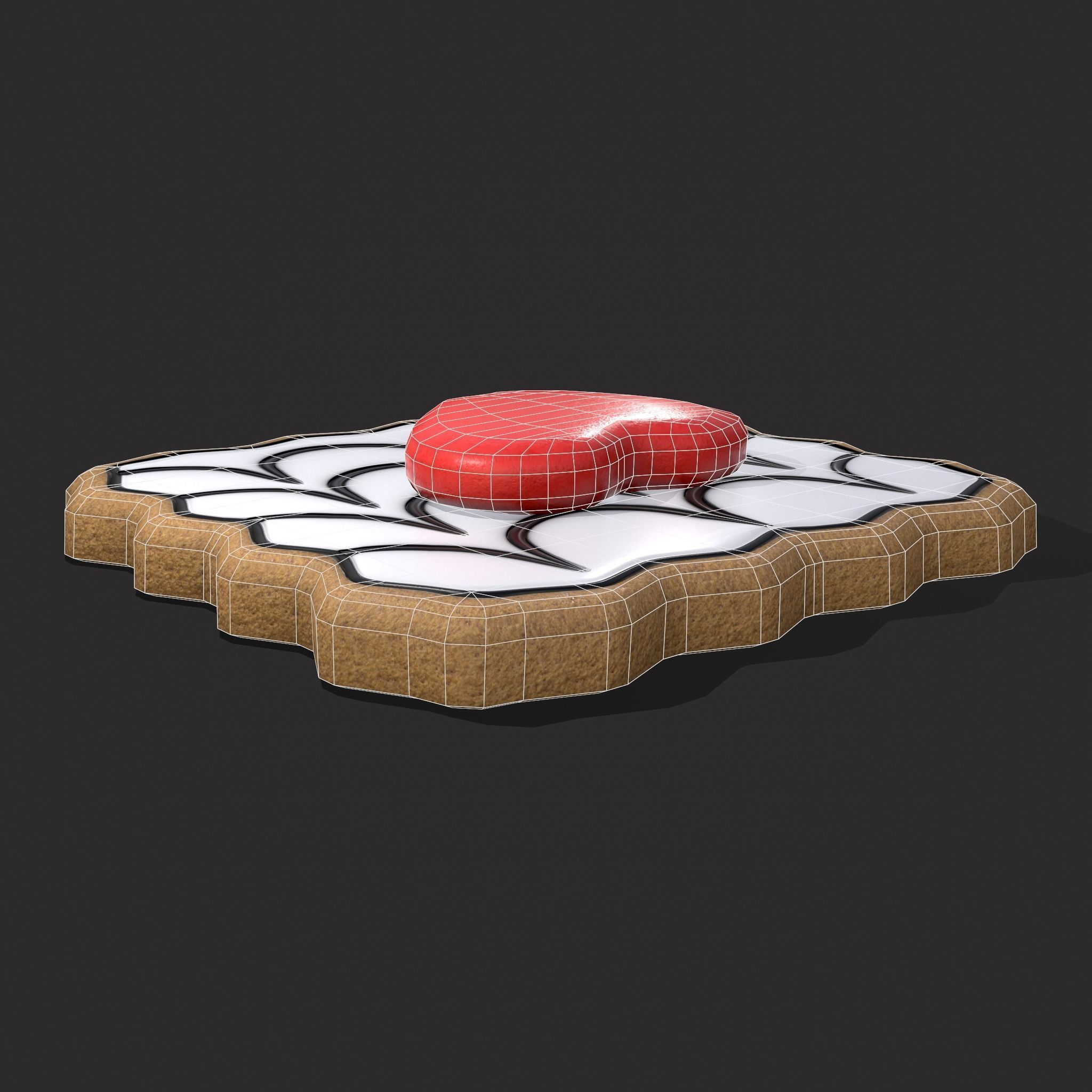 Layered Valentines Waved Square Heart Cookie Low-poly 3D model_20