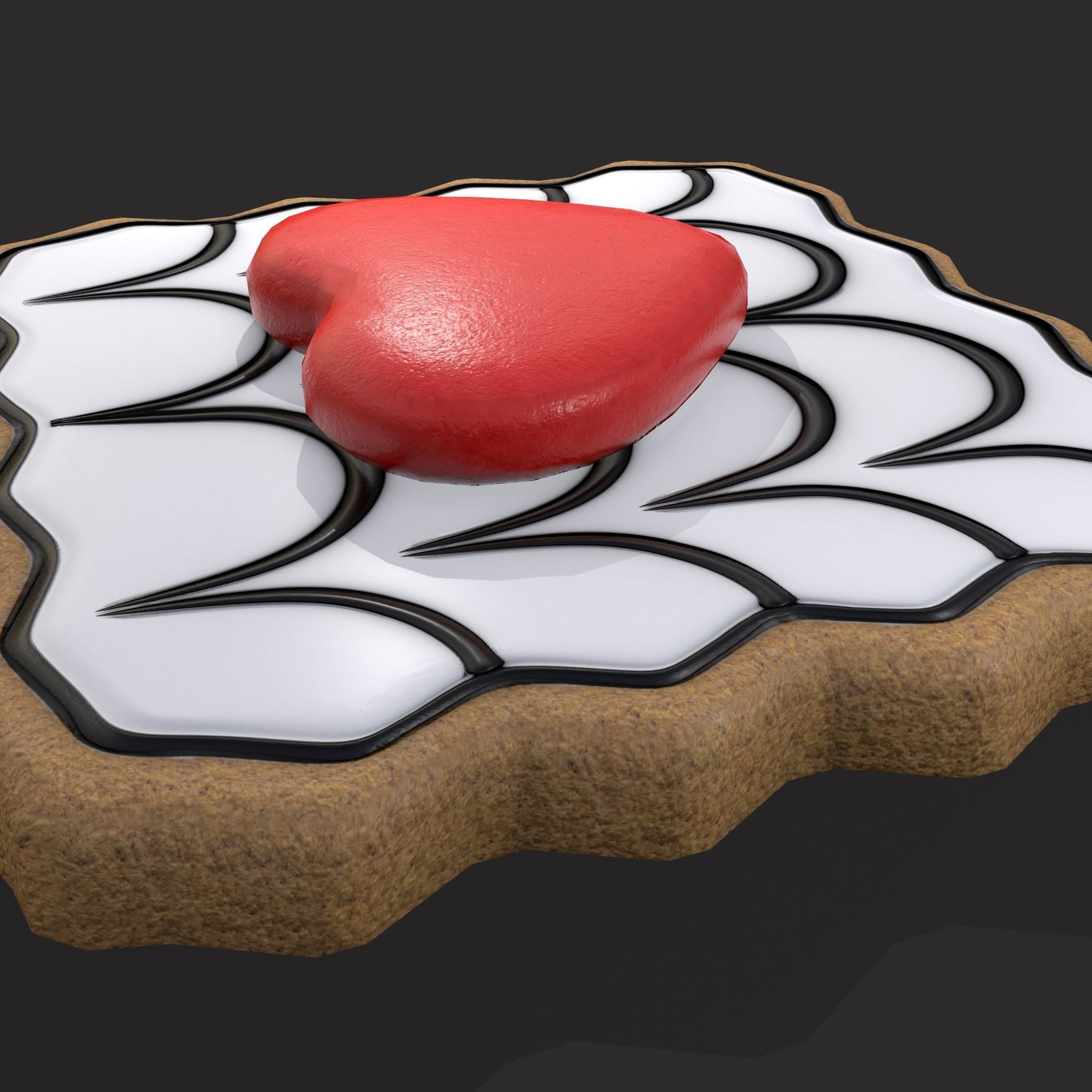 Layered Valentines Waved Square Heart Cookie Low-poly 3D model_11