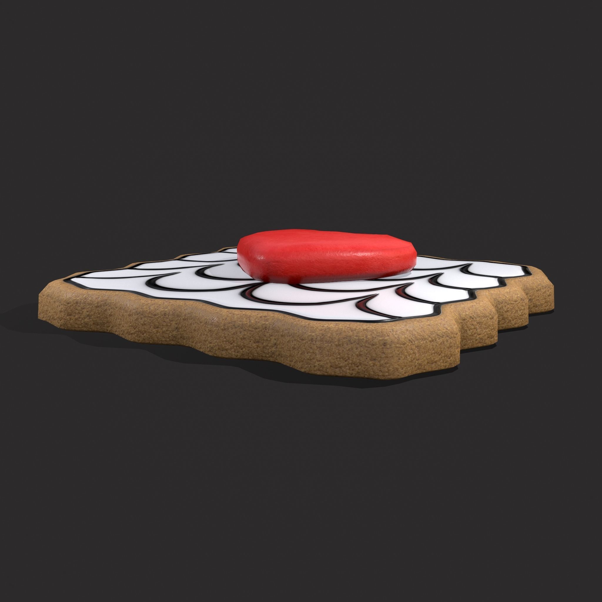 Layered Valentines Waved Square Heart Cookie Low-poly 3D model_5