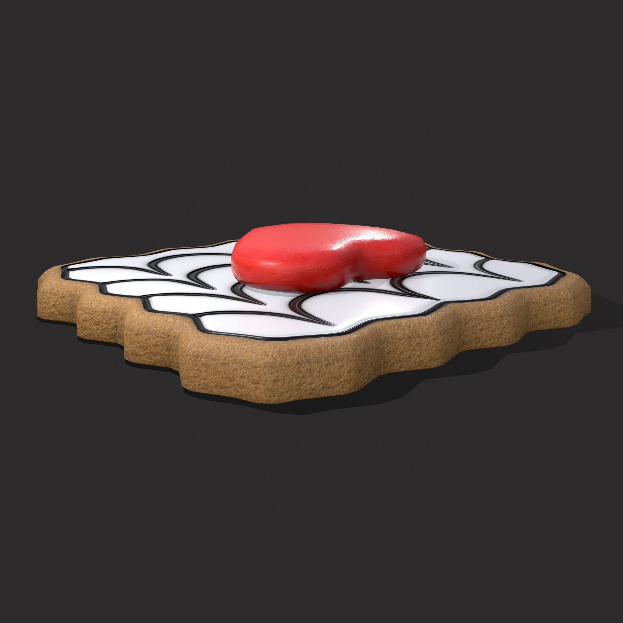 Layered Valentines Waved Square Heart Cookie Low-poly 3D model_19