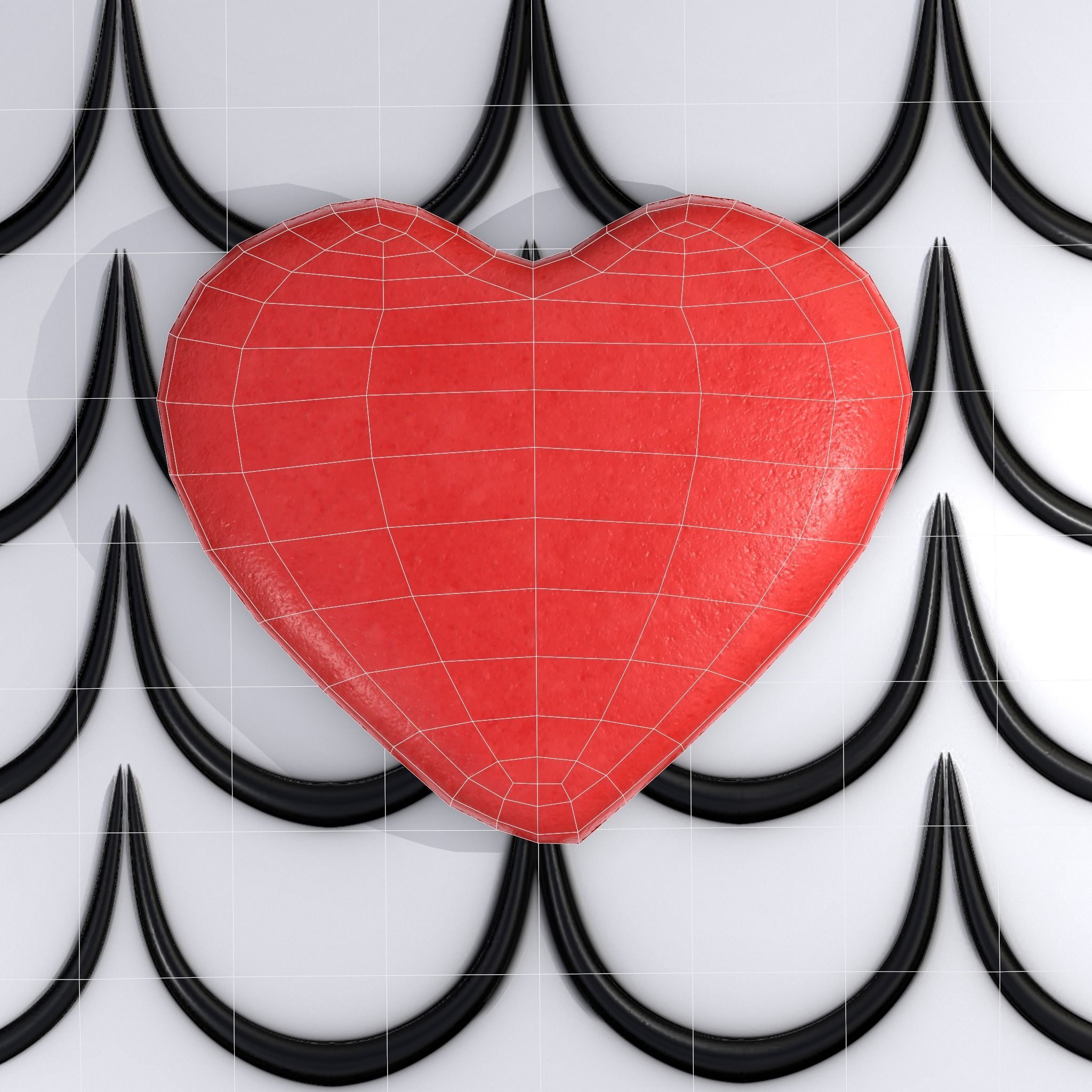 Layered Valentines Waved Square Heart Cookie Low-poly 3D model_10