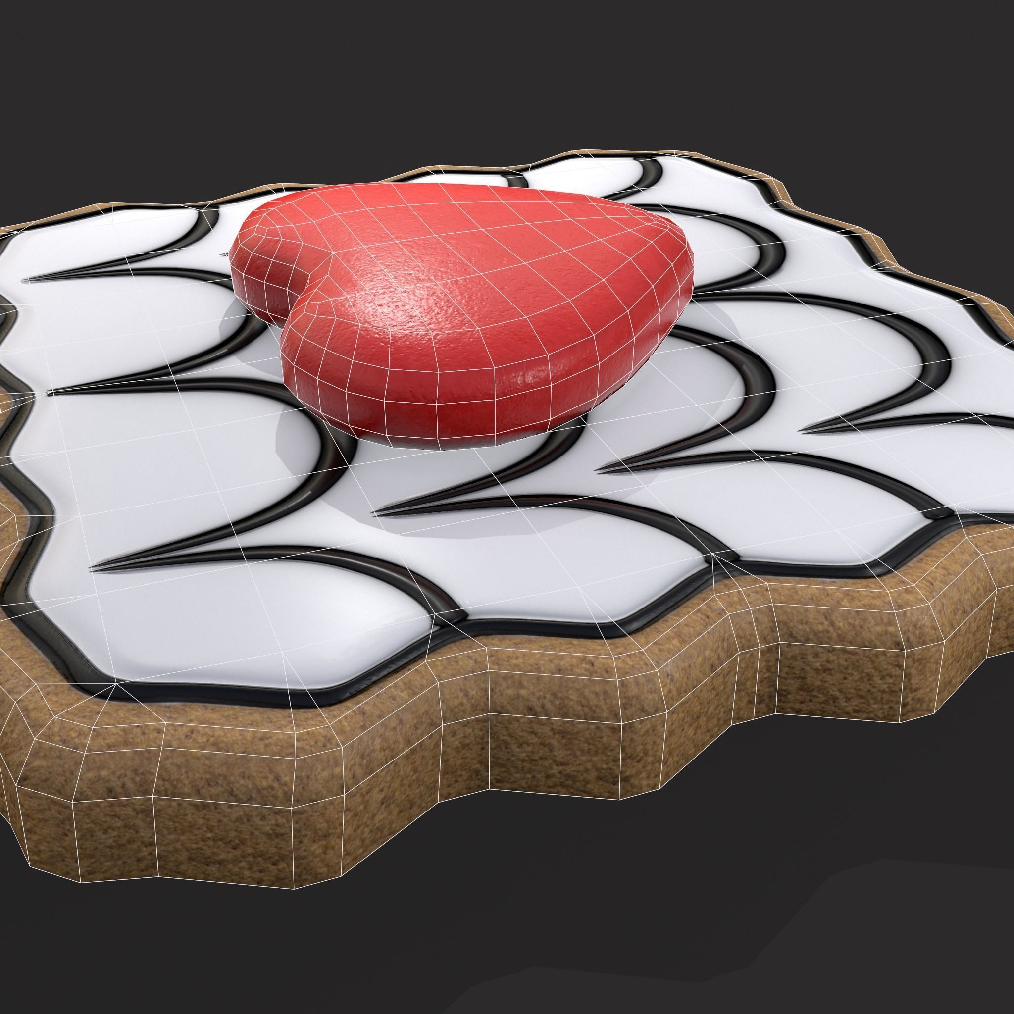 Layered Valentines Waved Square Heart Cookie Low-poly 3D model_12