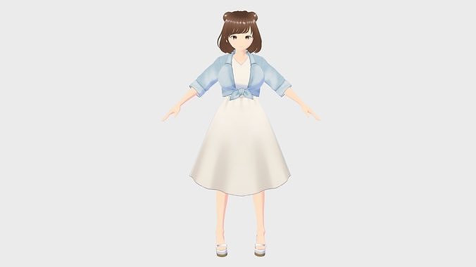 YUNA CHARACTER ANIME YOUNG 3D MODEL  Low-poly 3D model