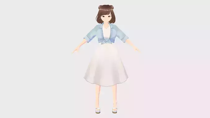 YUNA CHARACTER ANIME YOUNG 3D MODEL 