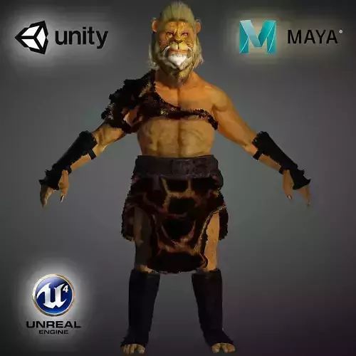 Lion Man High quality 3D character full Rigged and Animated