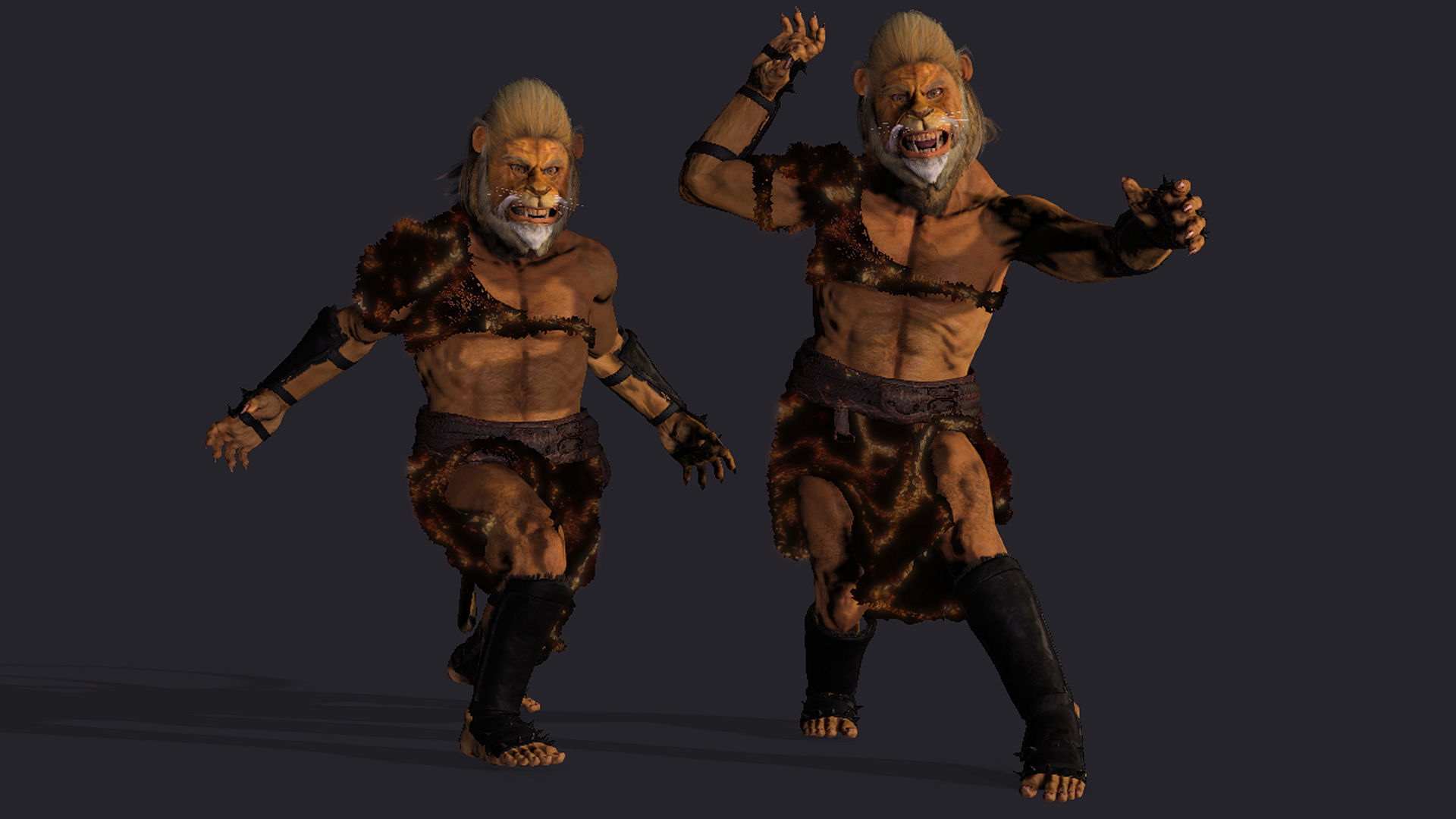 Lion Man High quality 3D character full Rigged and Animated 3D model_5