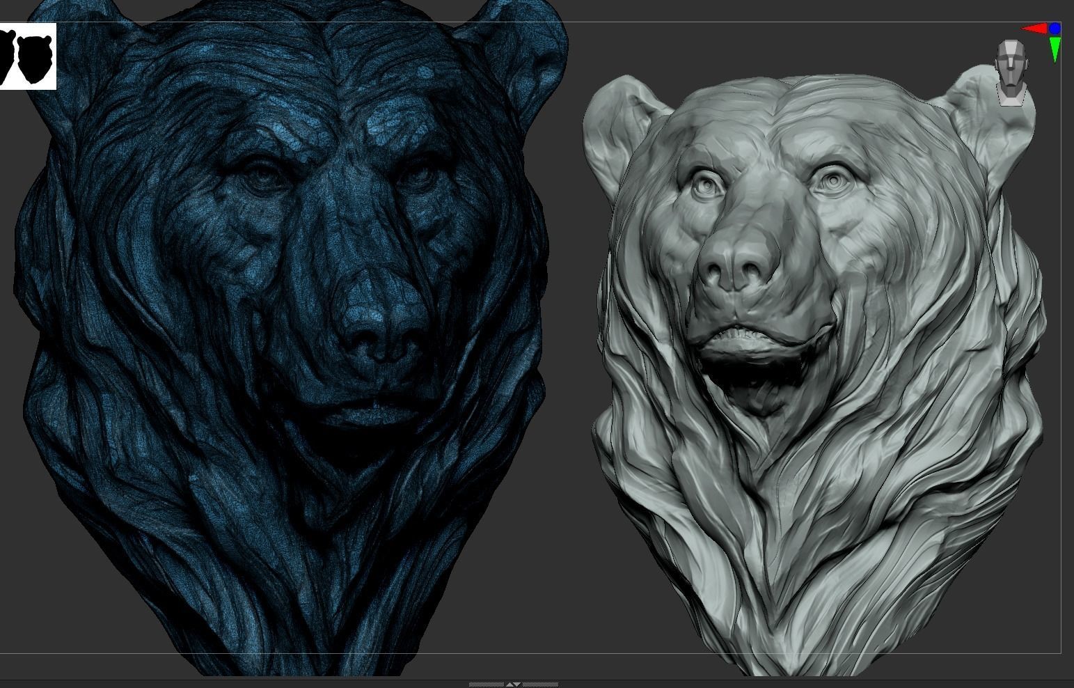 Bear Bust  3D print model_7