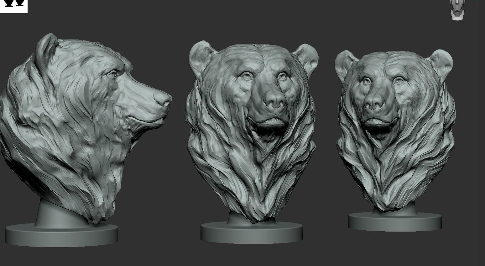Bear Bust  3D print model_2