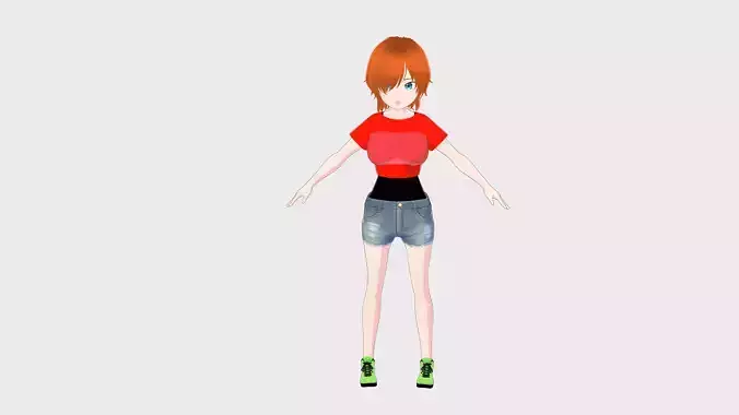 CANDY CHARACTER ANIME YOUNG 3D MODEL T POSE SHAPE KEYS Low-poly 3D model