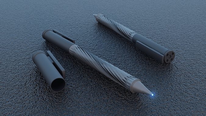 Pen Model with led light Low-poly 3D model