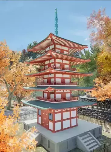 Chureito Pagoda Realistic Recreation