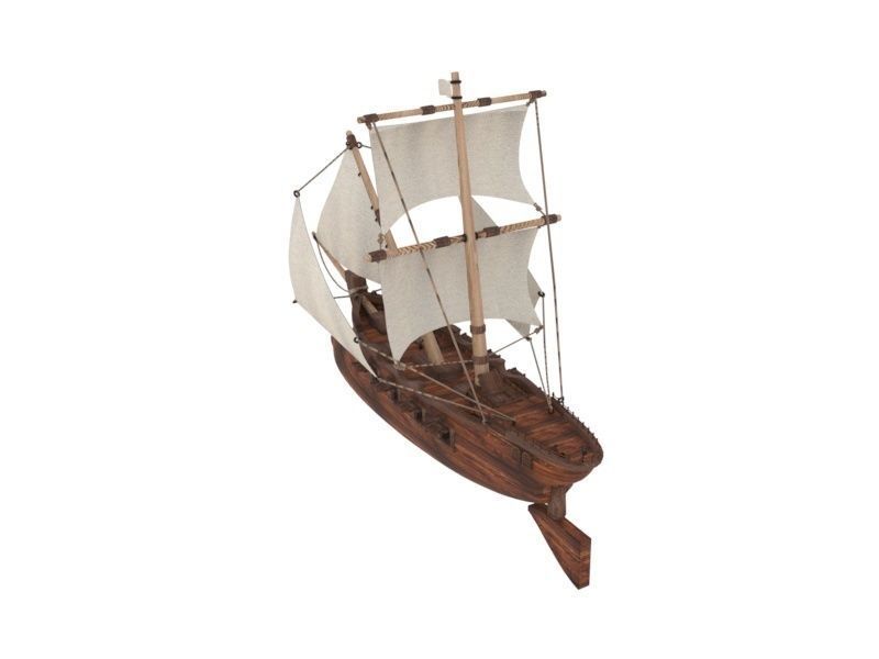 Wooden boat  3D model_4