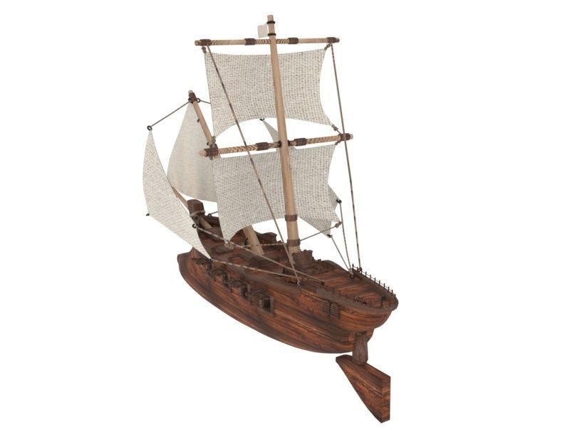 Wooden boat  3D model_1
