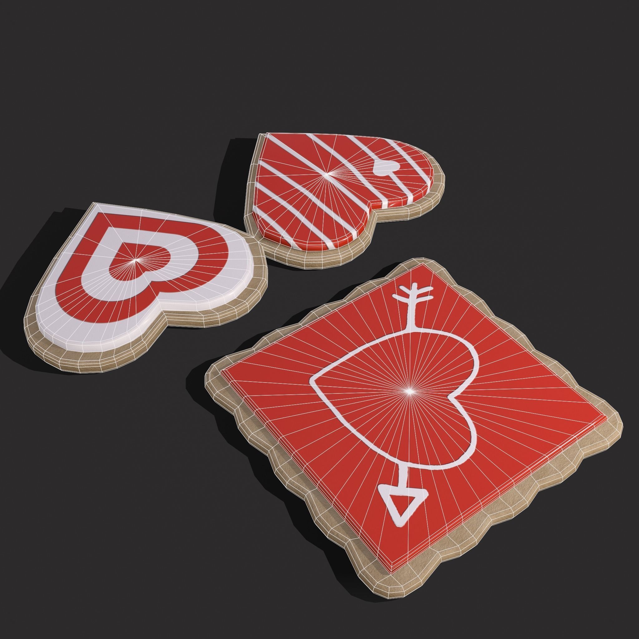 Valentines Cookies Hearts and Square Free low-poly 3D model_8