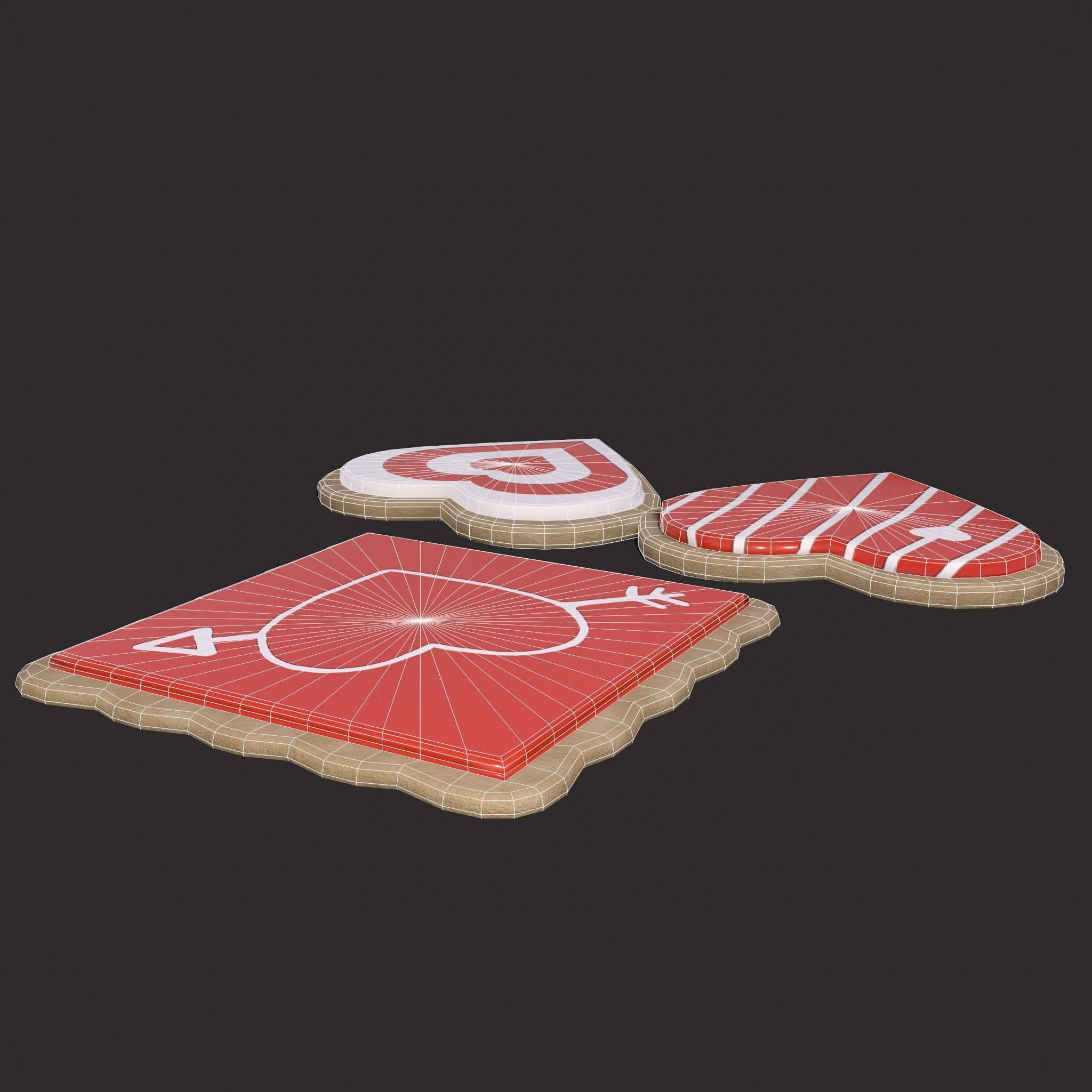 Valentines Cookies Hearts and Square Free low-poly 3D model_10