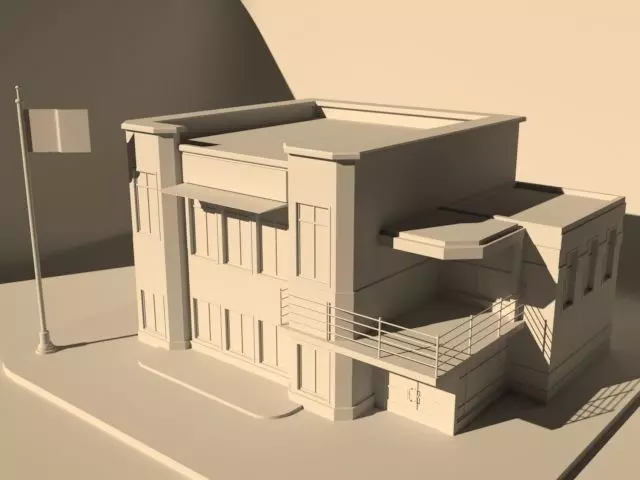 low poly school building 3D model_0