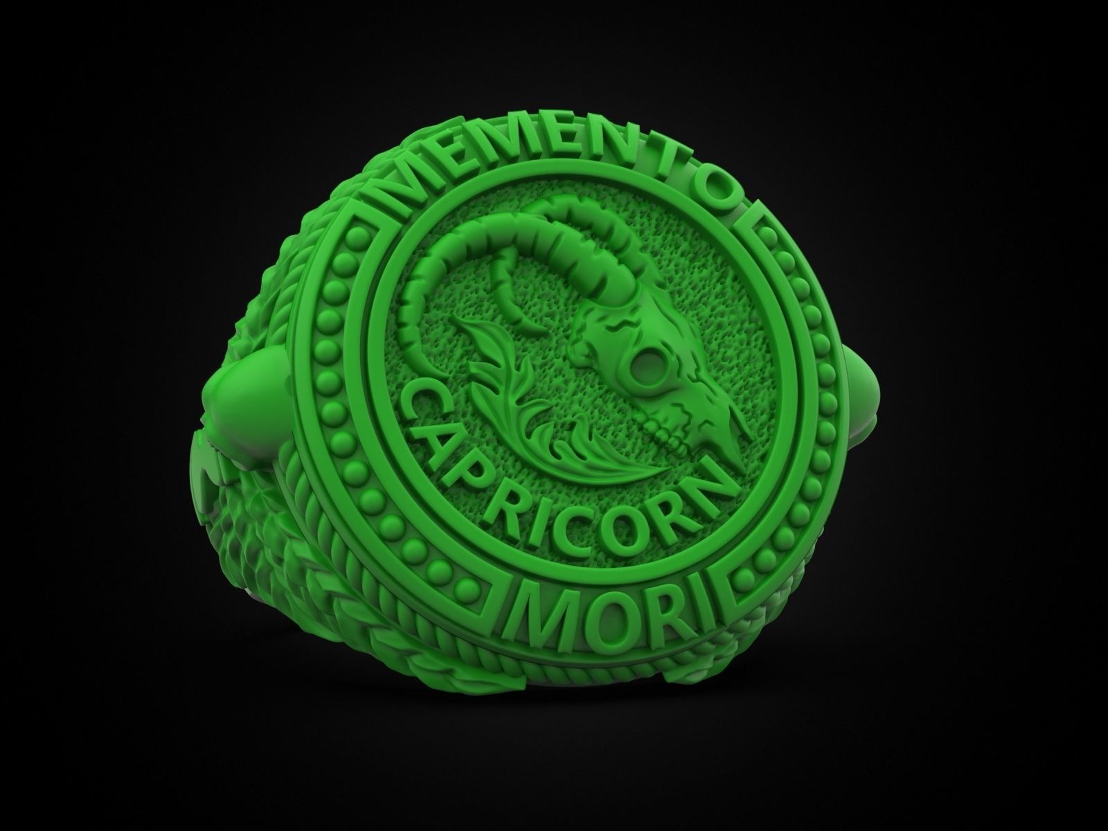Zodiac skull ring Capricorn 3D print model_8